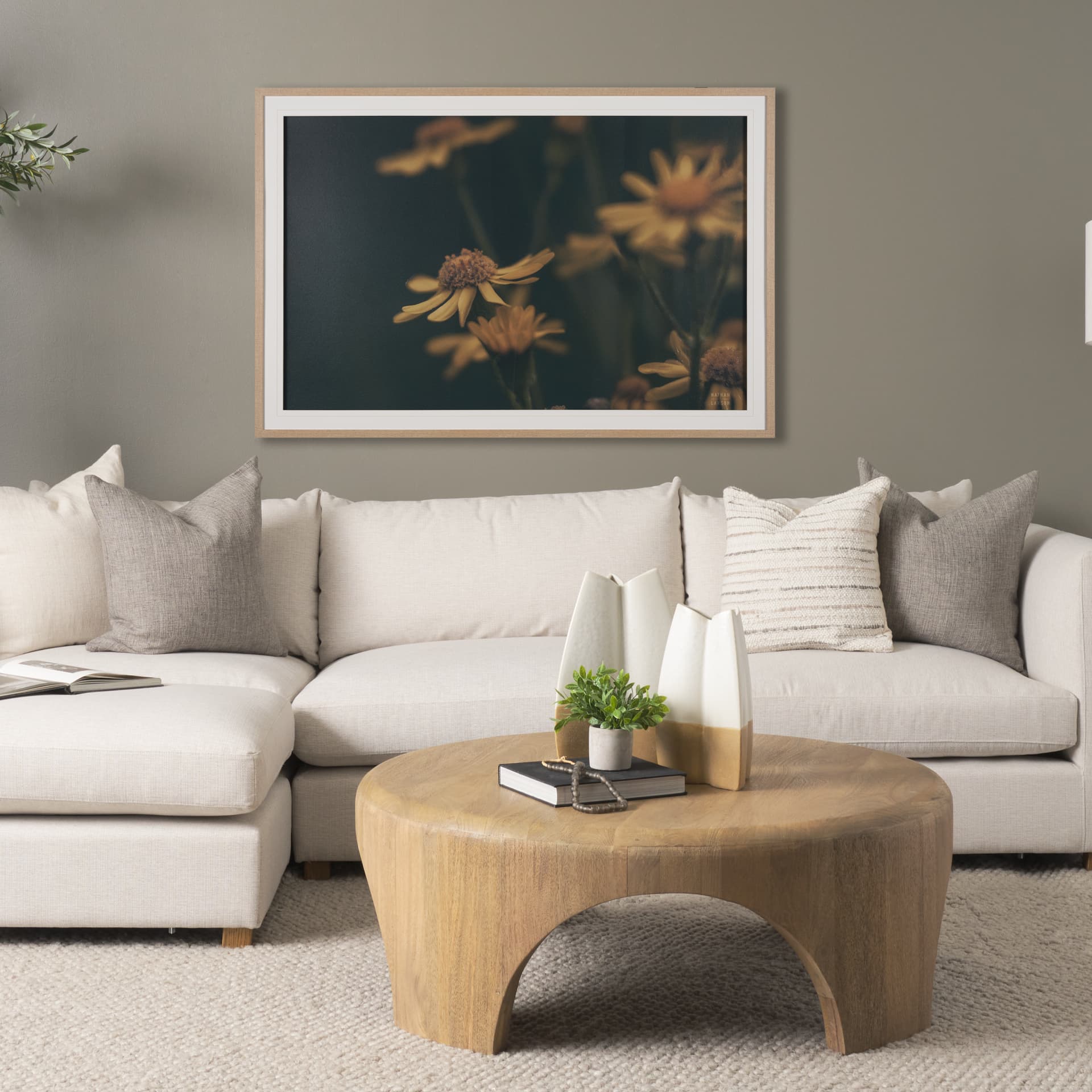 Wild Blooms I by Nathan Larson a Hand Embellished Framed Photo Art Print Matted under Glass — in a styled room