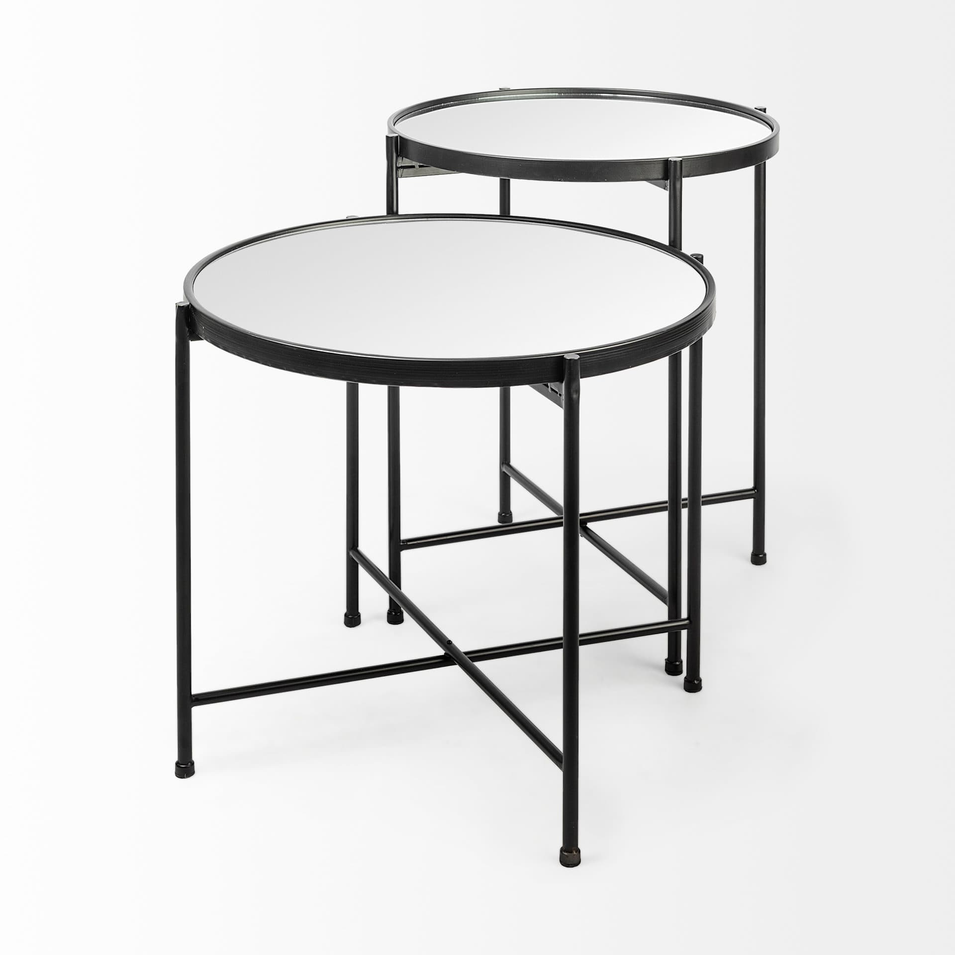 Samantha (Small) Black Mirror Top Accent Table — product photograph