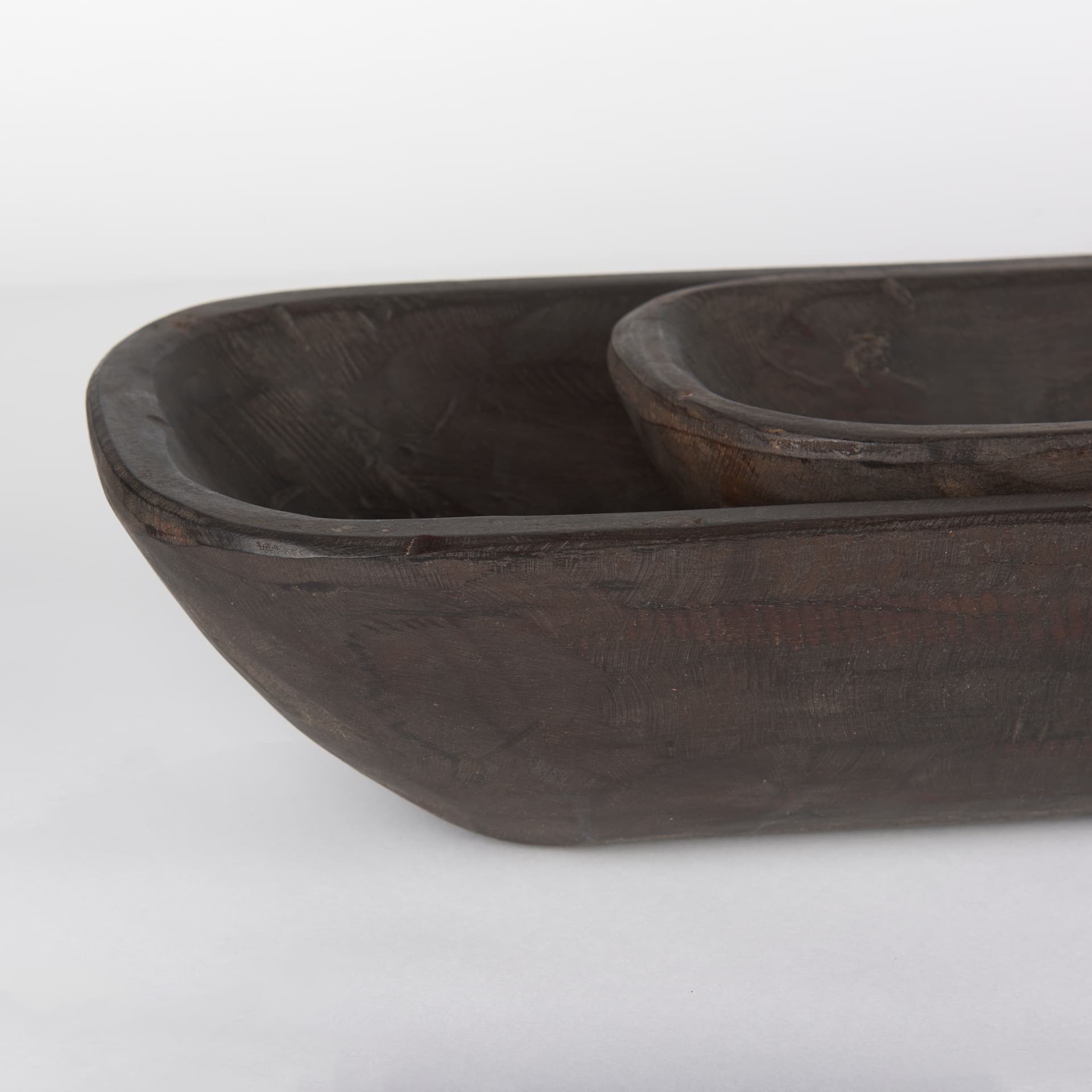 Athena Set of 2 Extra Large Black-Brown Reclaimed Wood Trays — product photograph