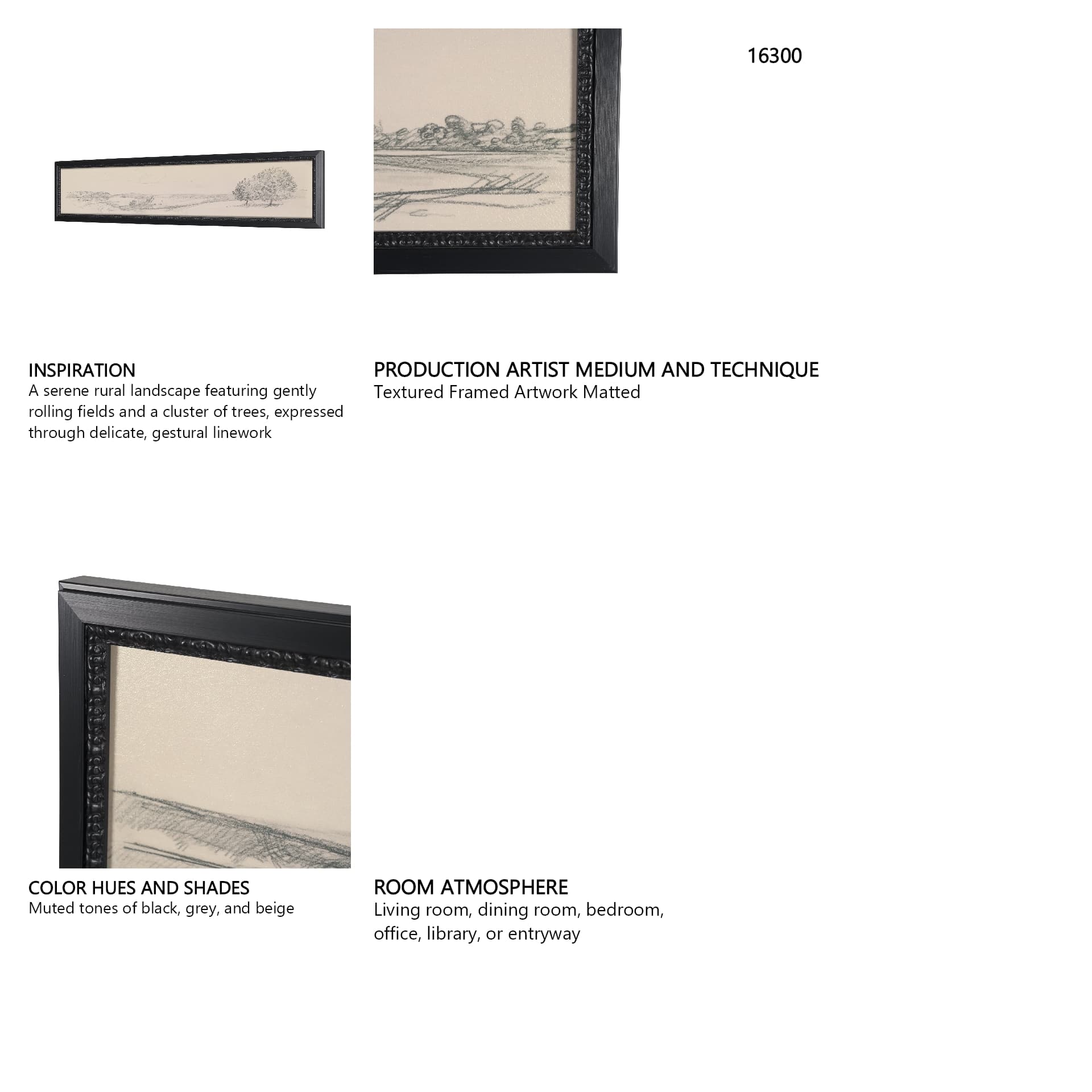 Landscape in Graphite No.2 by Mercana Studio Textured Framed Artwork Matted — product photograph