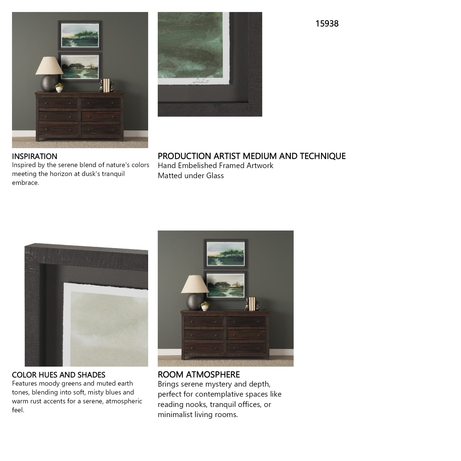 Morning Calm by Mercana Studio Hand Embelished Framed Artwork Matted under Glass — product photograph