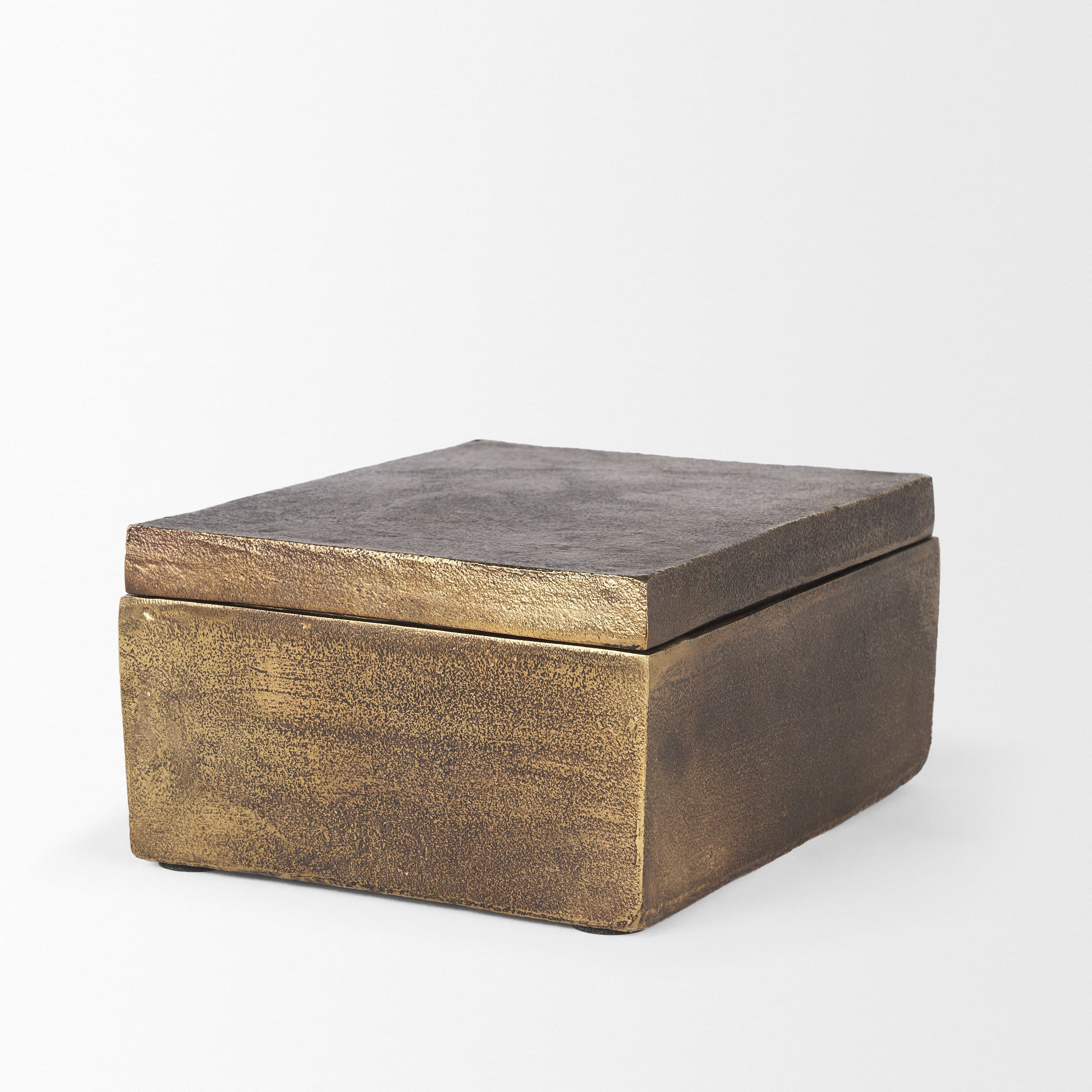 Porschia Large Antiqued Gold Metal Decorative Box — product photograph