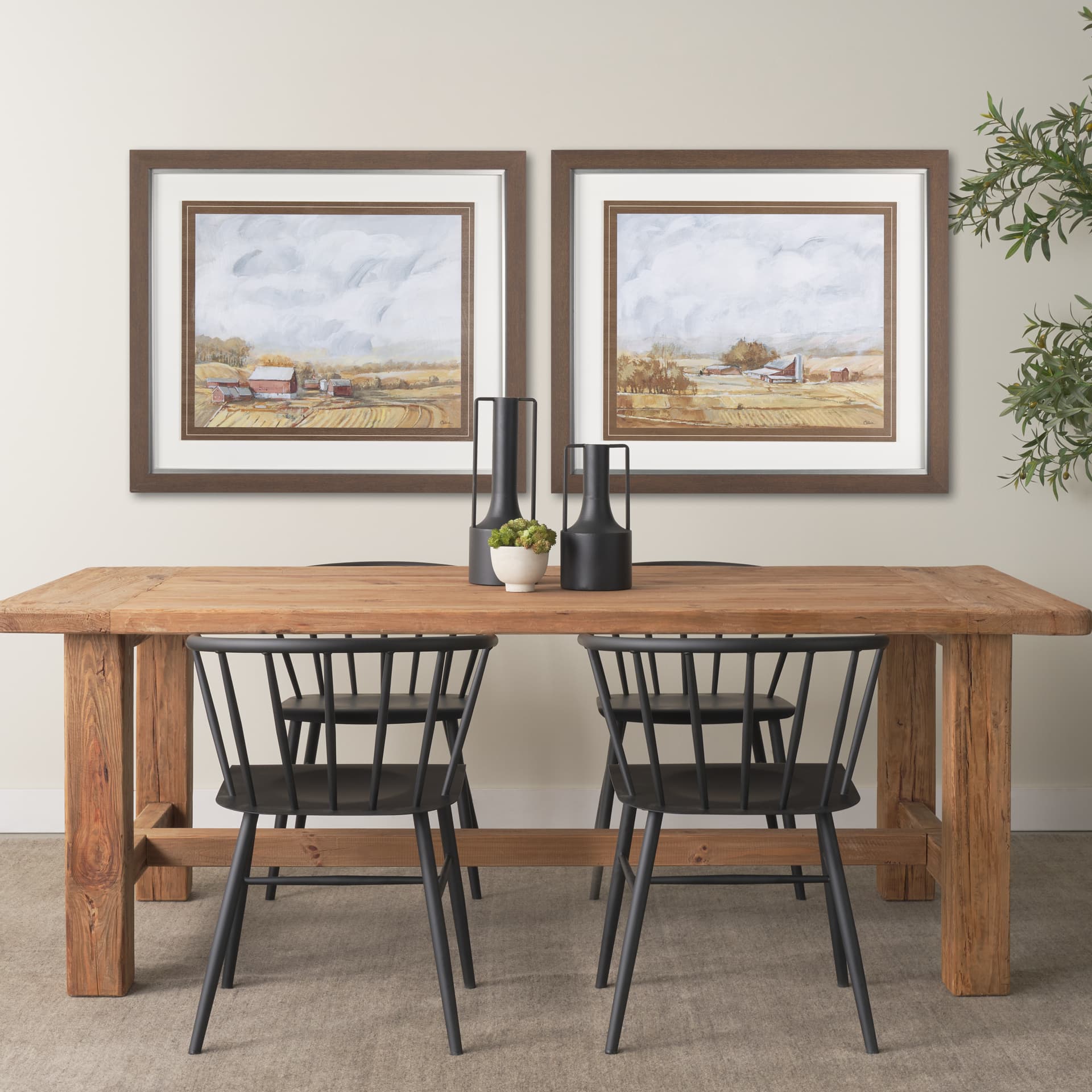 Farmland View I by Mercana Studio a Hand Embellished Textured Framed Art Print — in a styled room