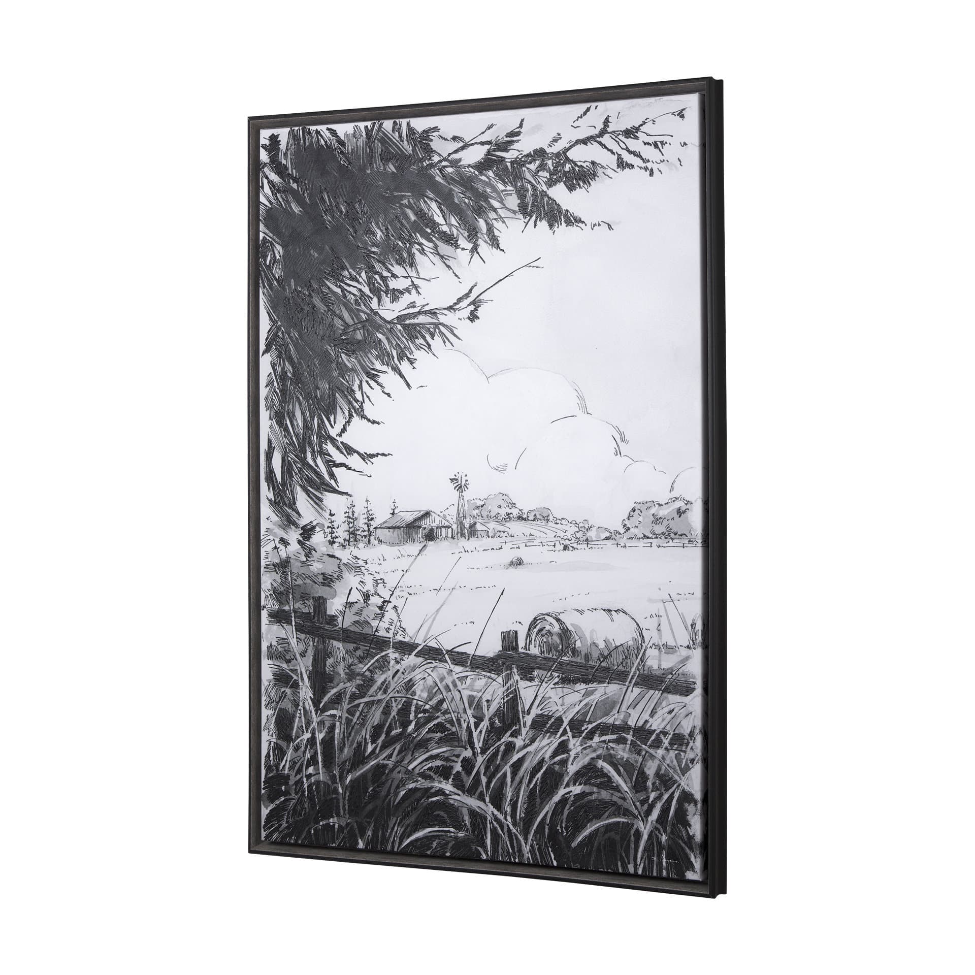 Farm View I by Mercana Studio a Hand Embellished Textured Framed Canvas — product photograph