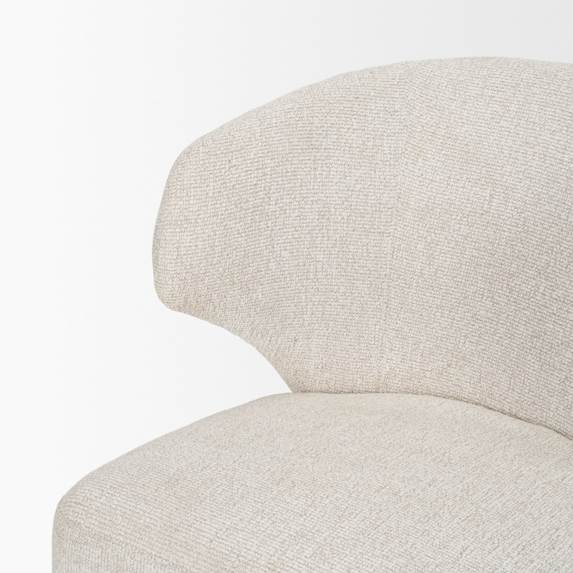 Niles Wingback Dining Side Chair | Cream Fabric w/ Med Brown Wooden — product photograph