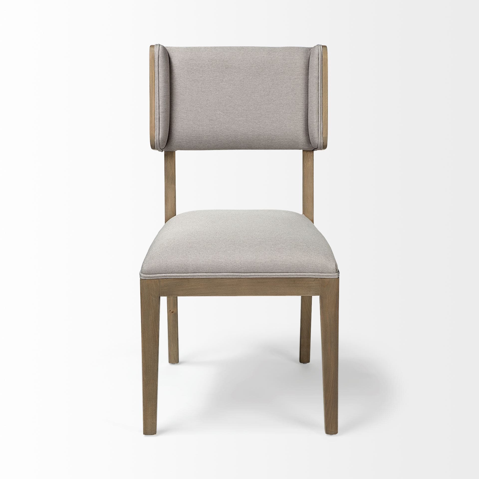 Tenton Open Back Dining Side Chair | Grey Fabric w/ Brown Wooden — product photograph