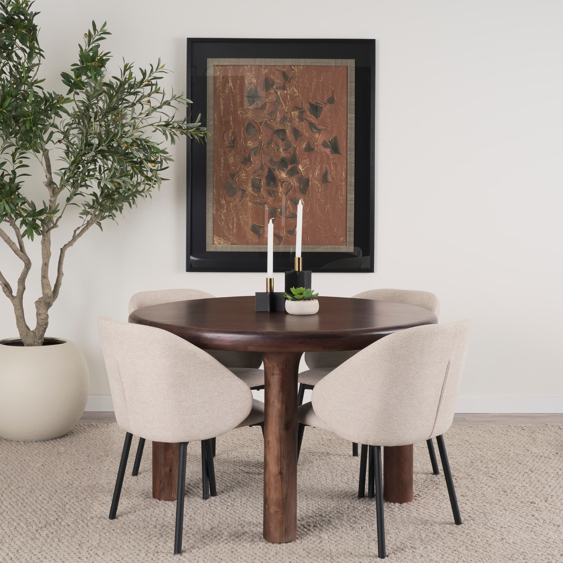 Pia Matte Black w/ Brushed Gold Metal Taper Candleholder (Set of 2) — in a styled room