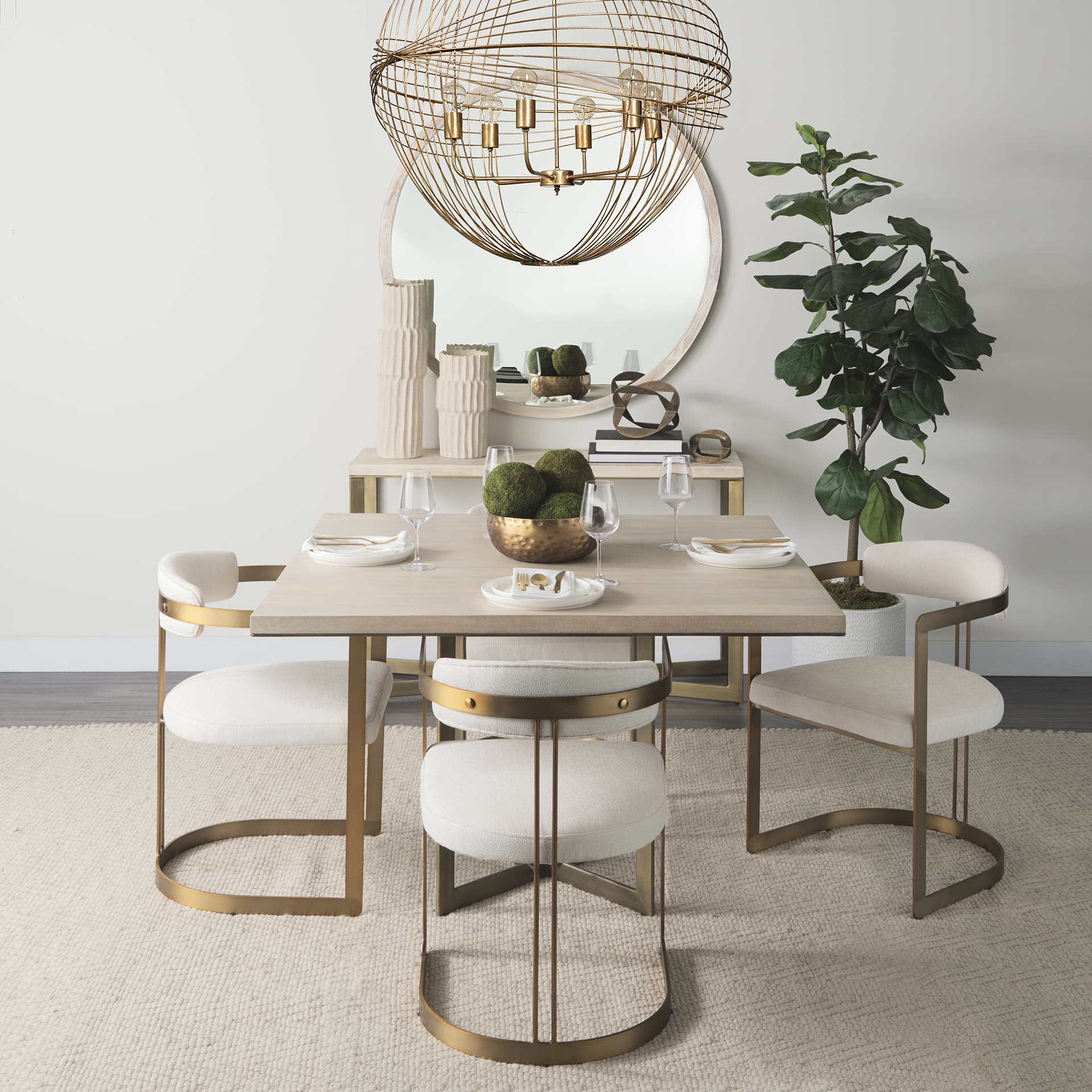 Chiron II 36L x 36W x 38H Gold Metal Globe Six Bulb Chandelier — in a styled room