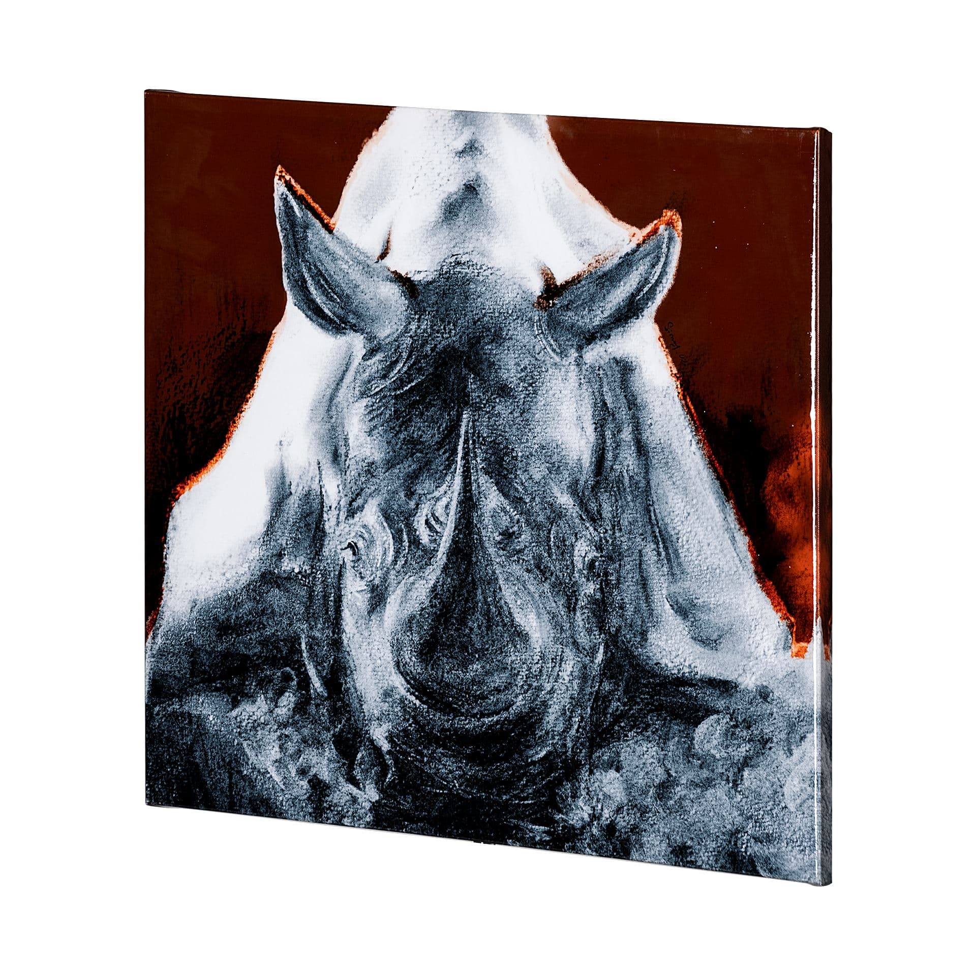 Rhino Burn Orange by Mercana Studio a Hand Embellished Textured Canvas — product photograph