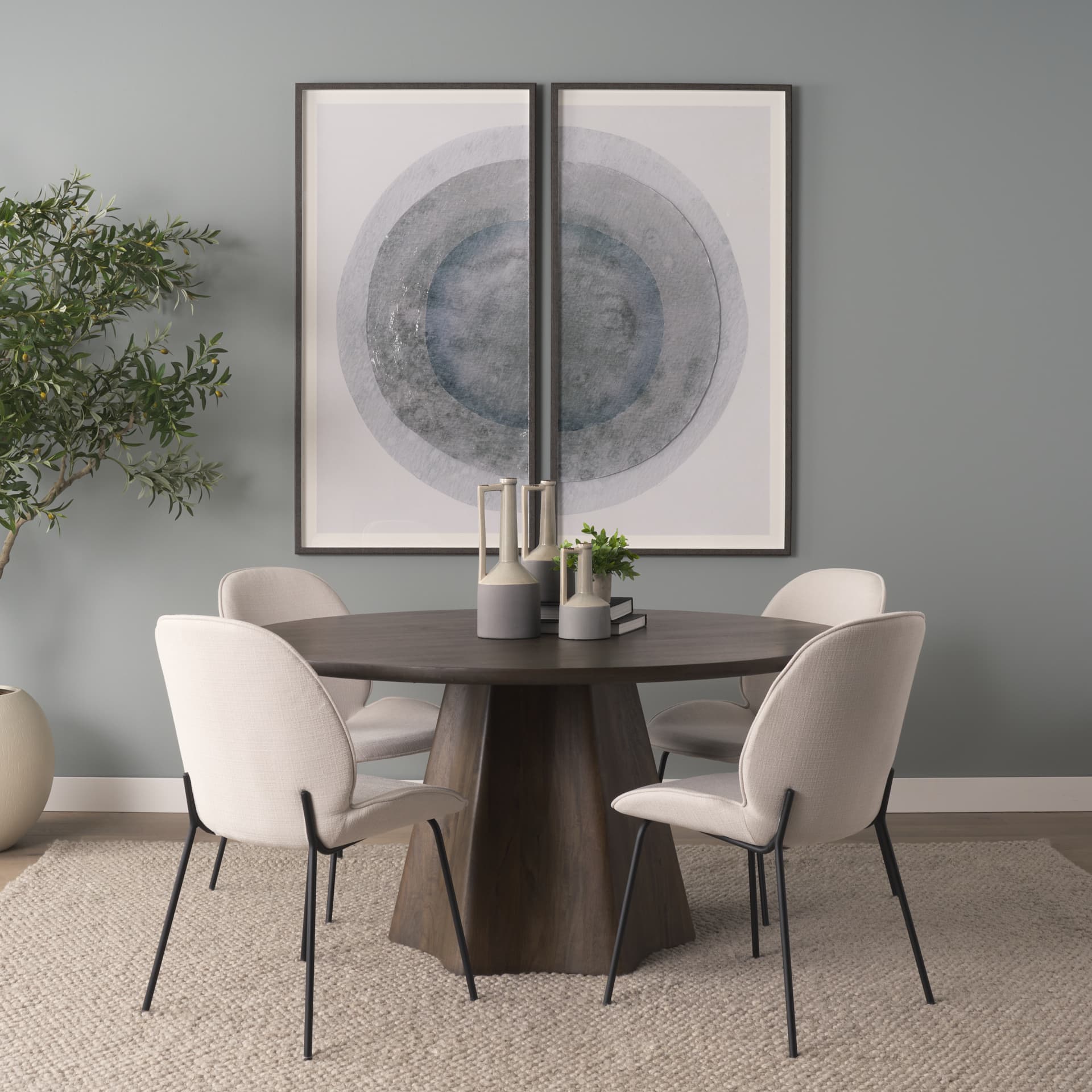 Inala Curved Back Dining Side Chair | White Fabric w/ Black Metal — product photograph