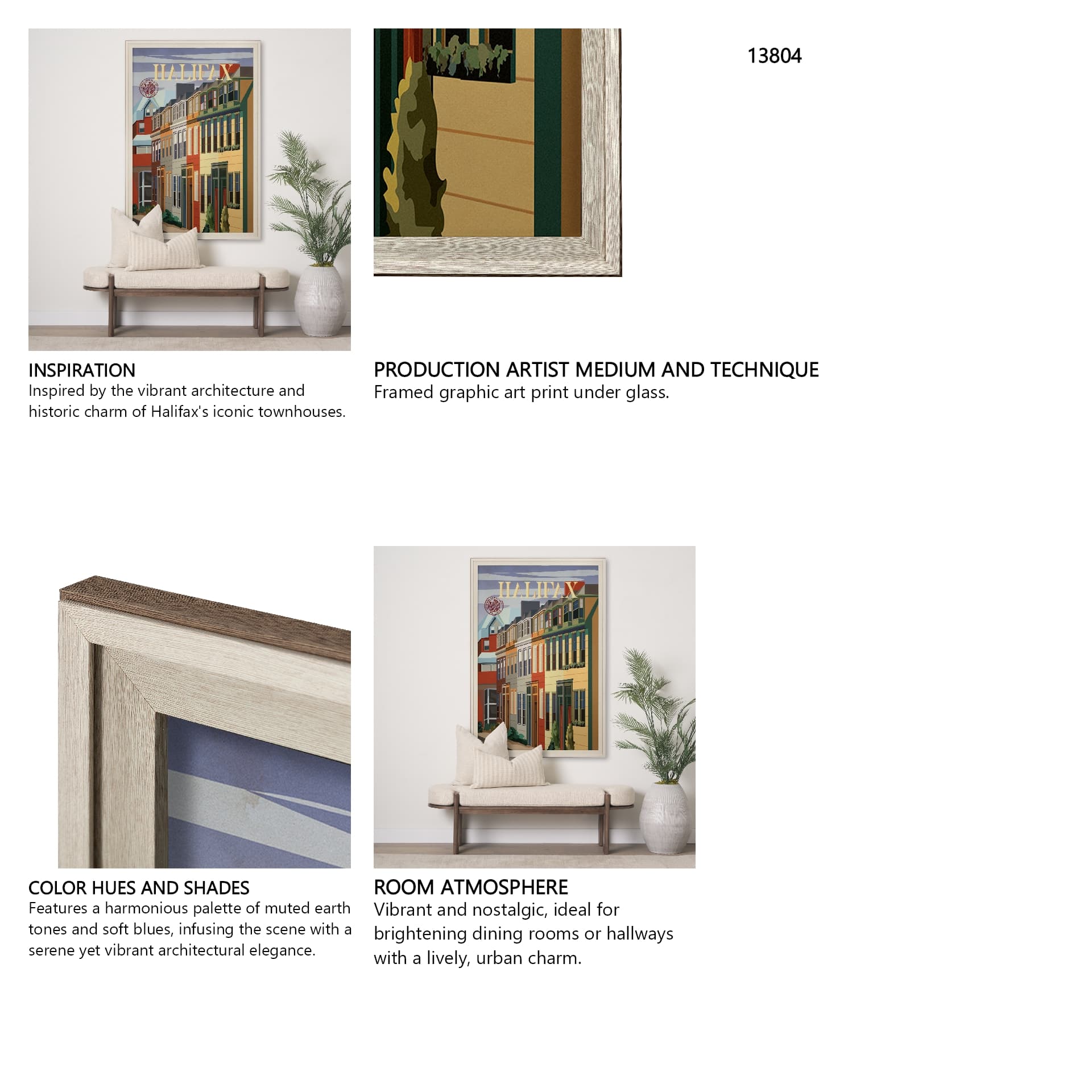 Halifax Go Canada (XL) by Mercana Studio a Hand Embellished Decograph Framed Art Print under Glass — in a styled room