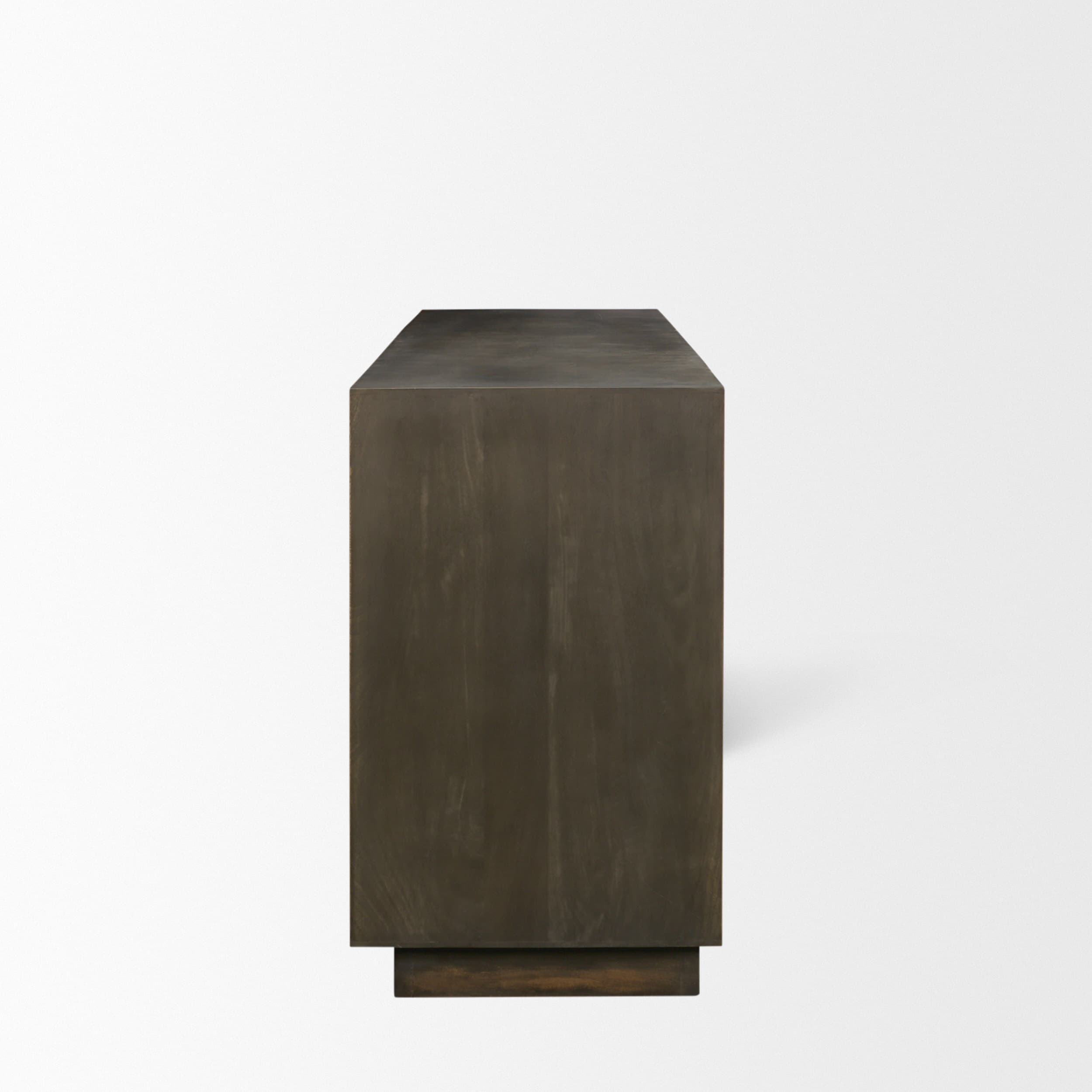 Cinder Distressed Dark Brown Wood Reeded 4-Door Closed Sideboard — product photograph