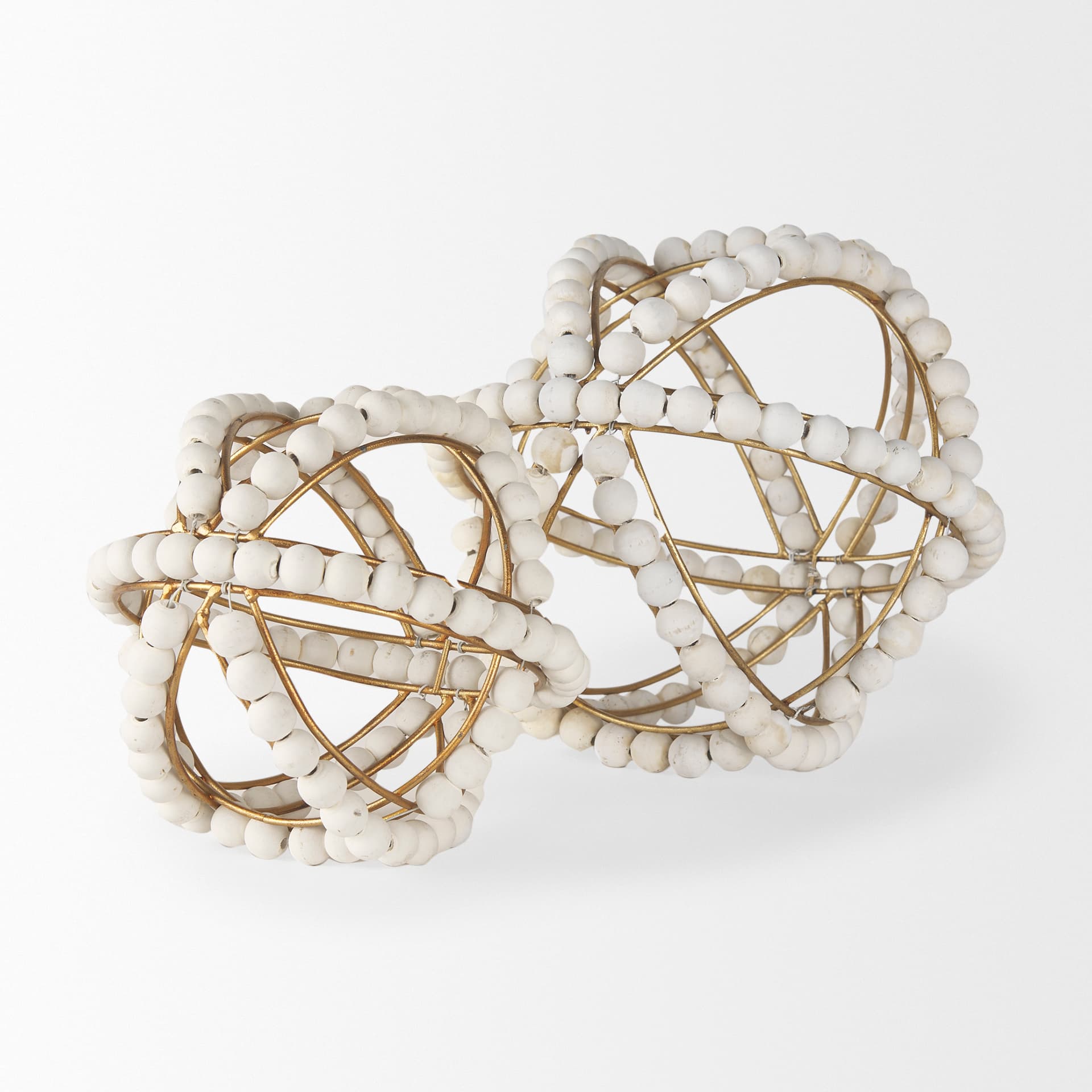 Espanlade I Small 9L x 9W White Wooden Beaded Orb — product photograph