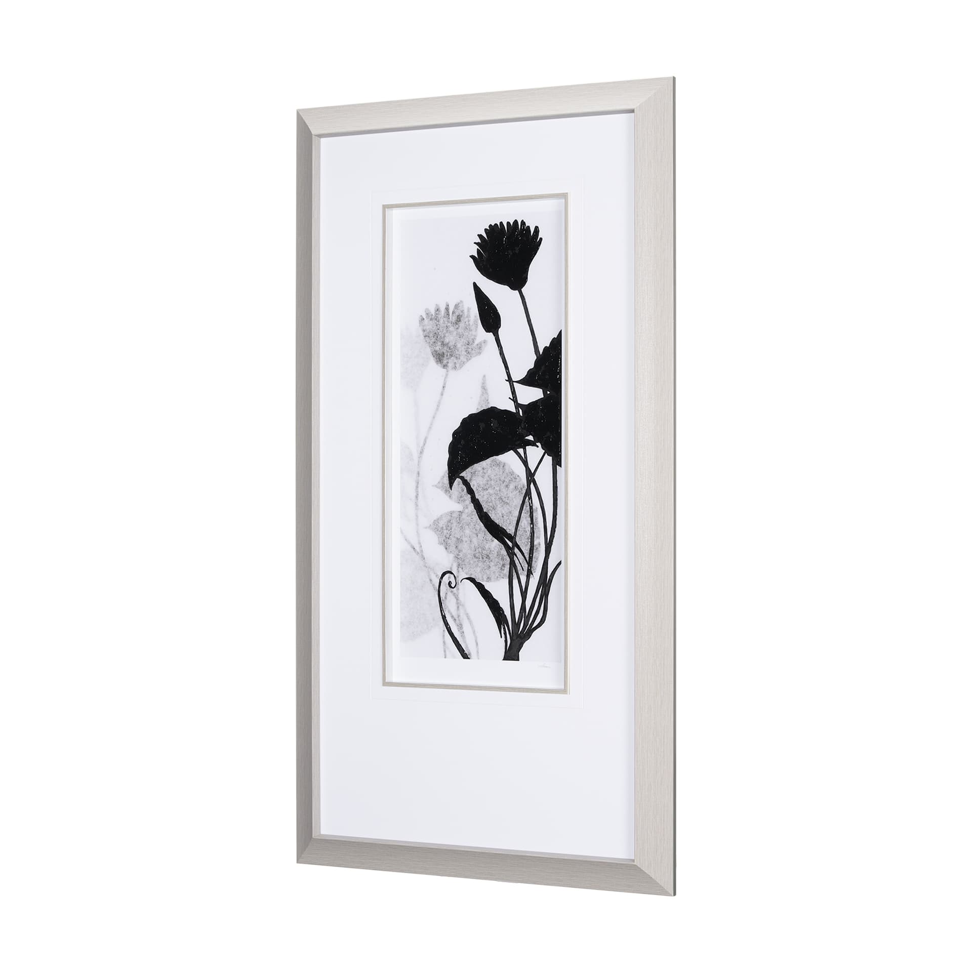 Floral Silhouette III by Mercana Studio Hand Embellished Textured Framed Art Print Matted under Glas — product photograph