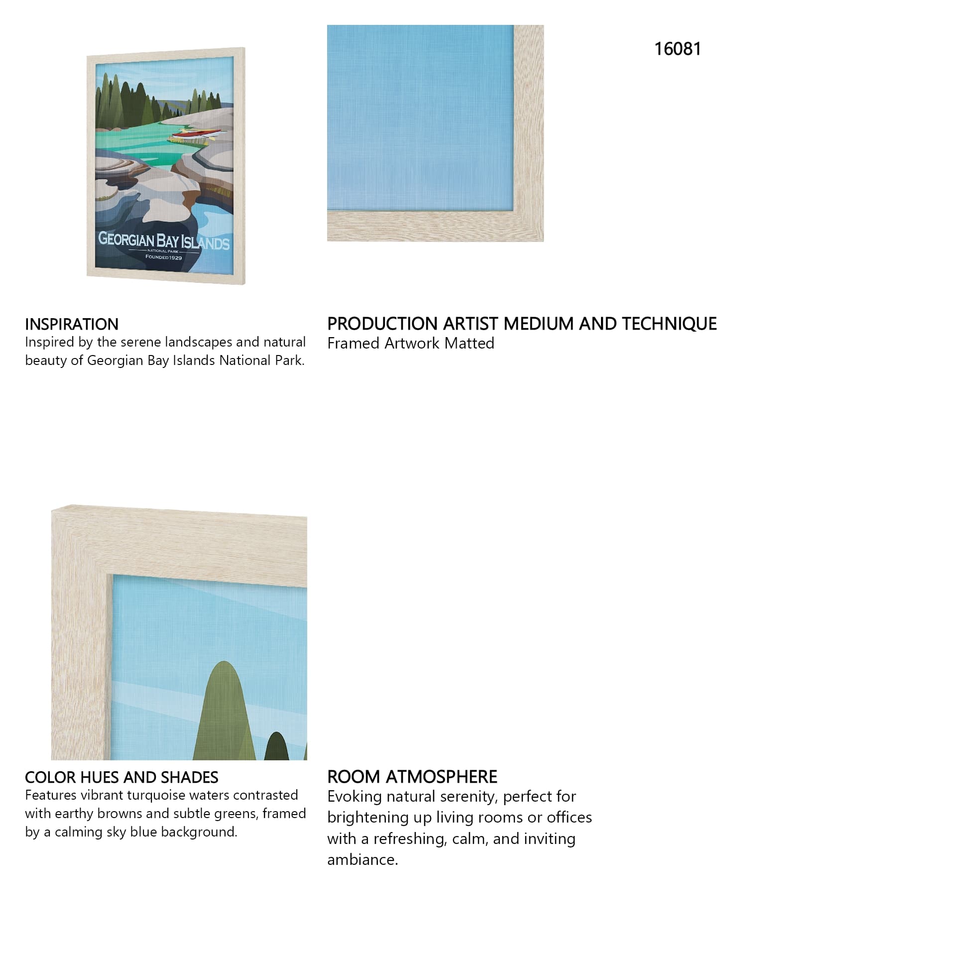 Georgian Bay Islands GO by Mercana Studio Textured Framed Artwork Matted — in a styled room
