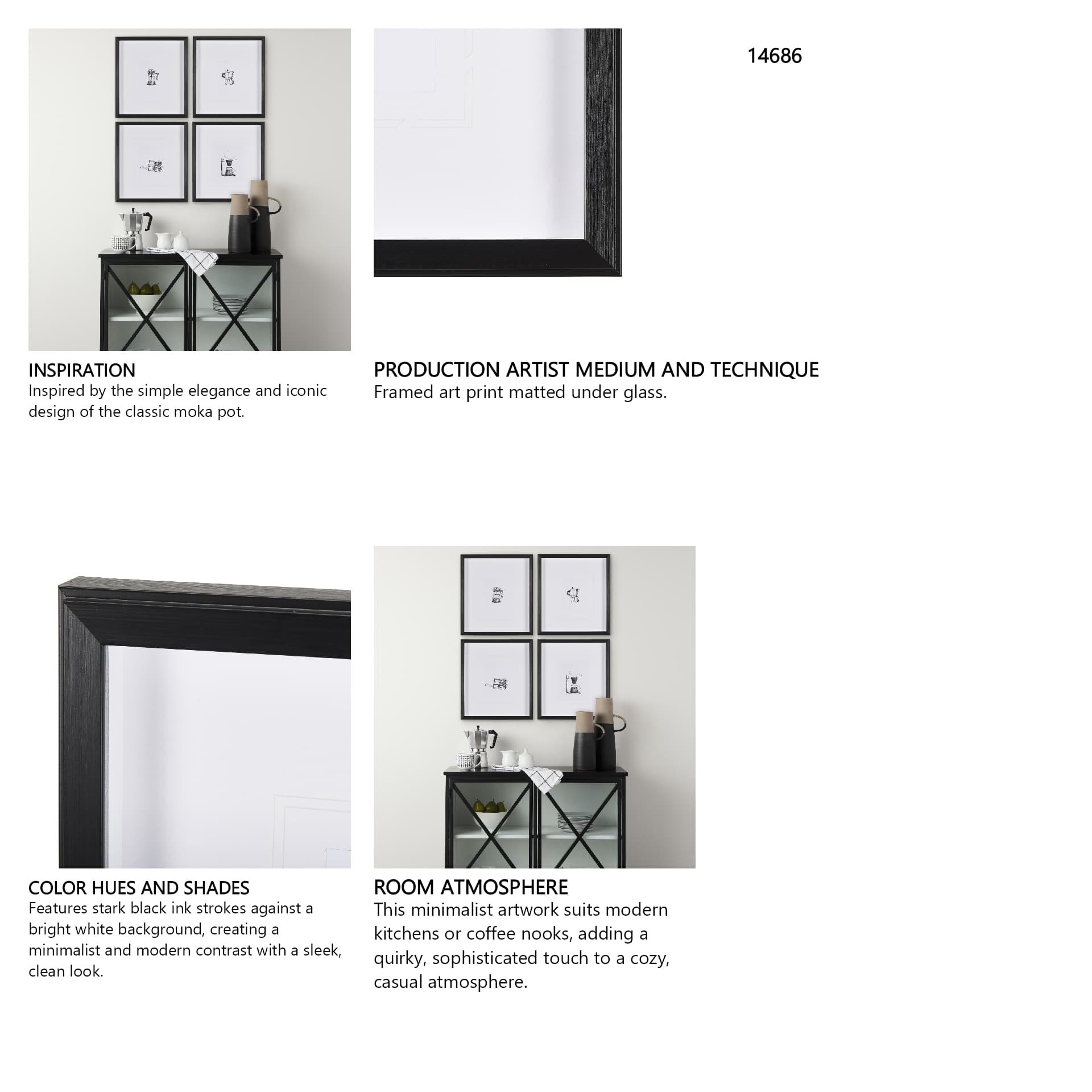 Stove Top Espresso Maker by Simeng a Framed Art Print Matted under Glass — in a styled room