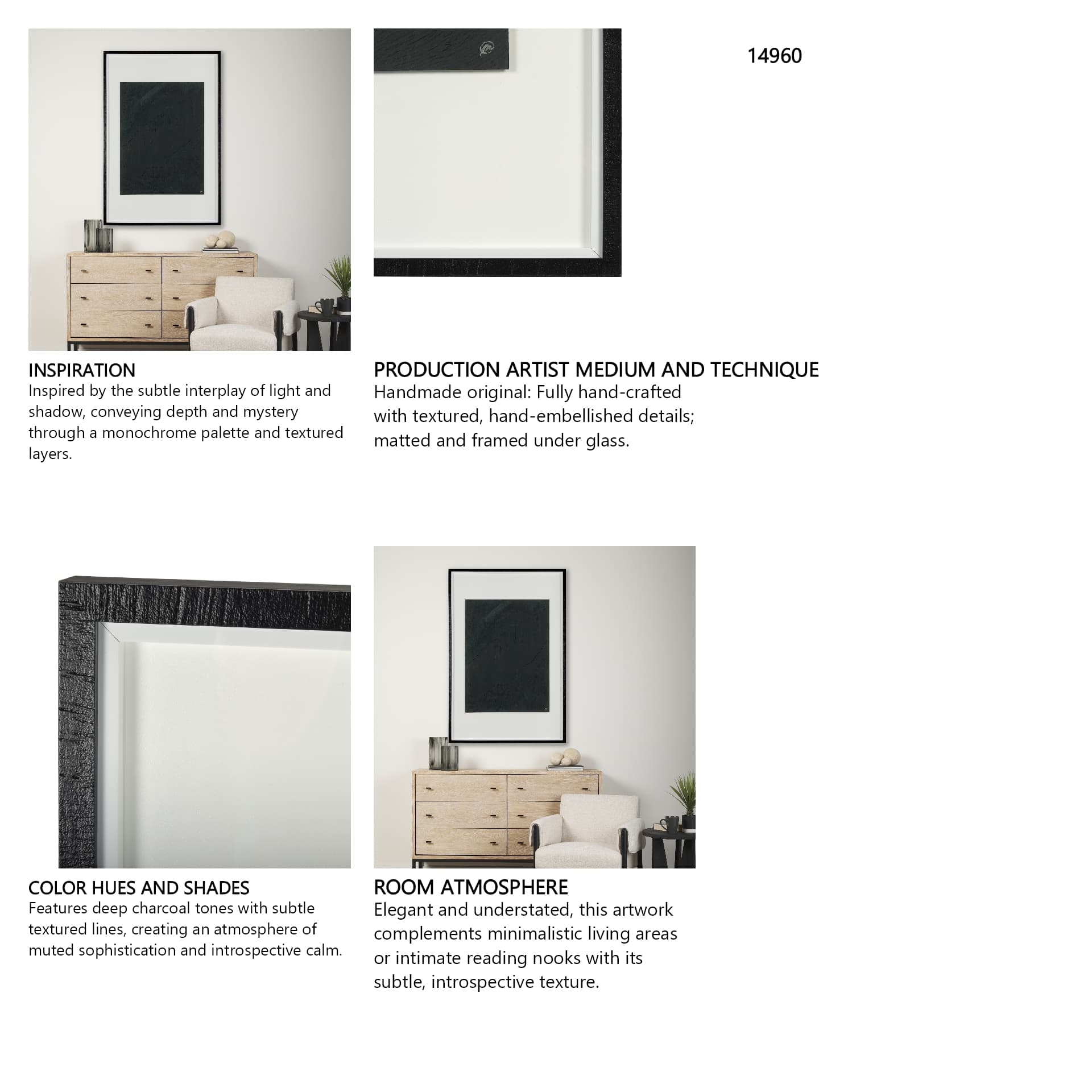 Slate II by Studio M a handmade Original Framed Artwork under Glass — in a styled room