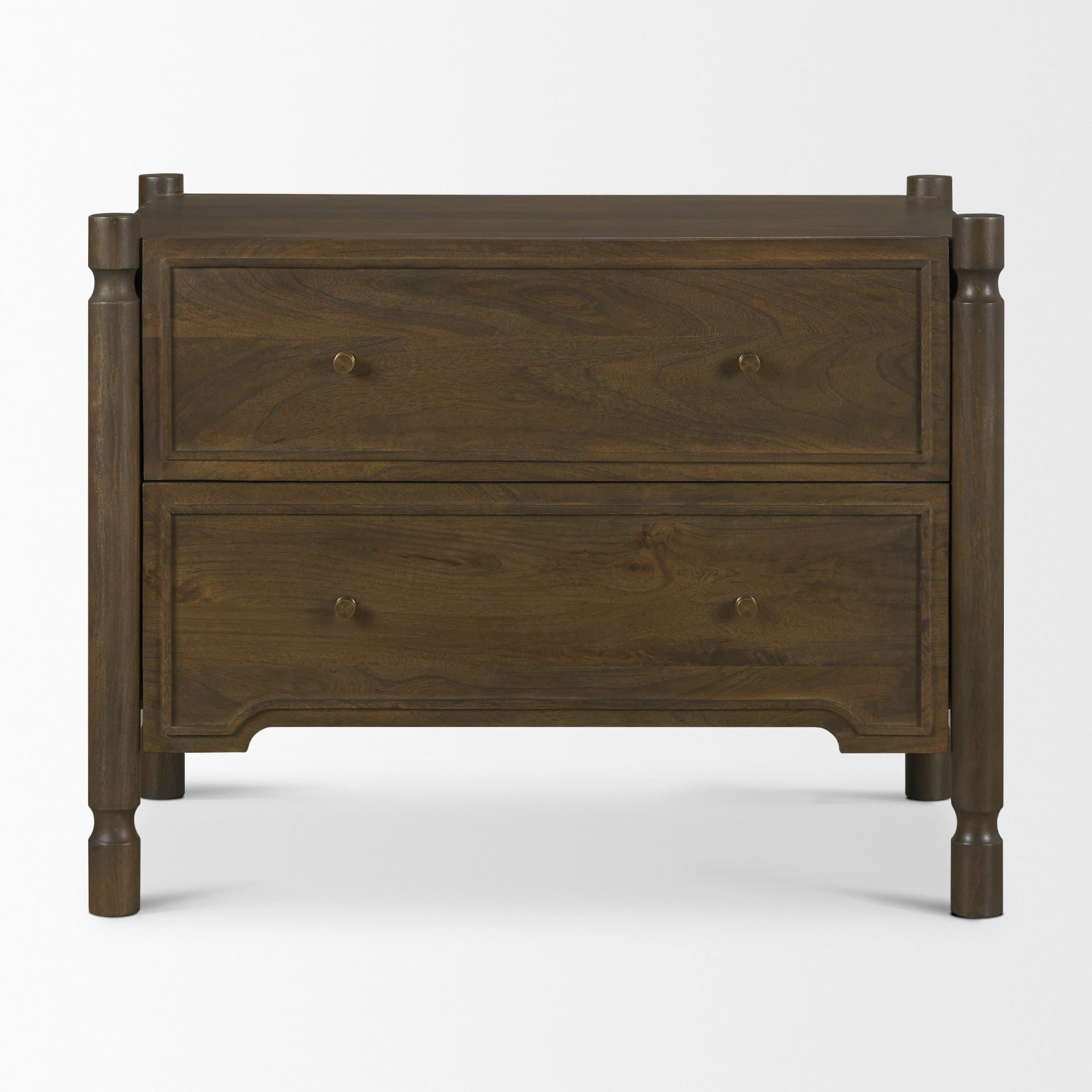 Phil Dark Brown Wood 2 Drawer Nightstand — product photograph