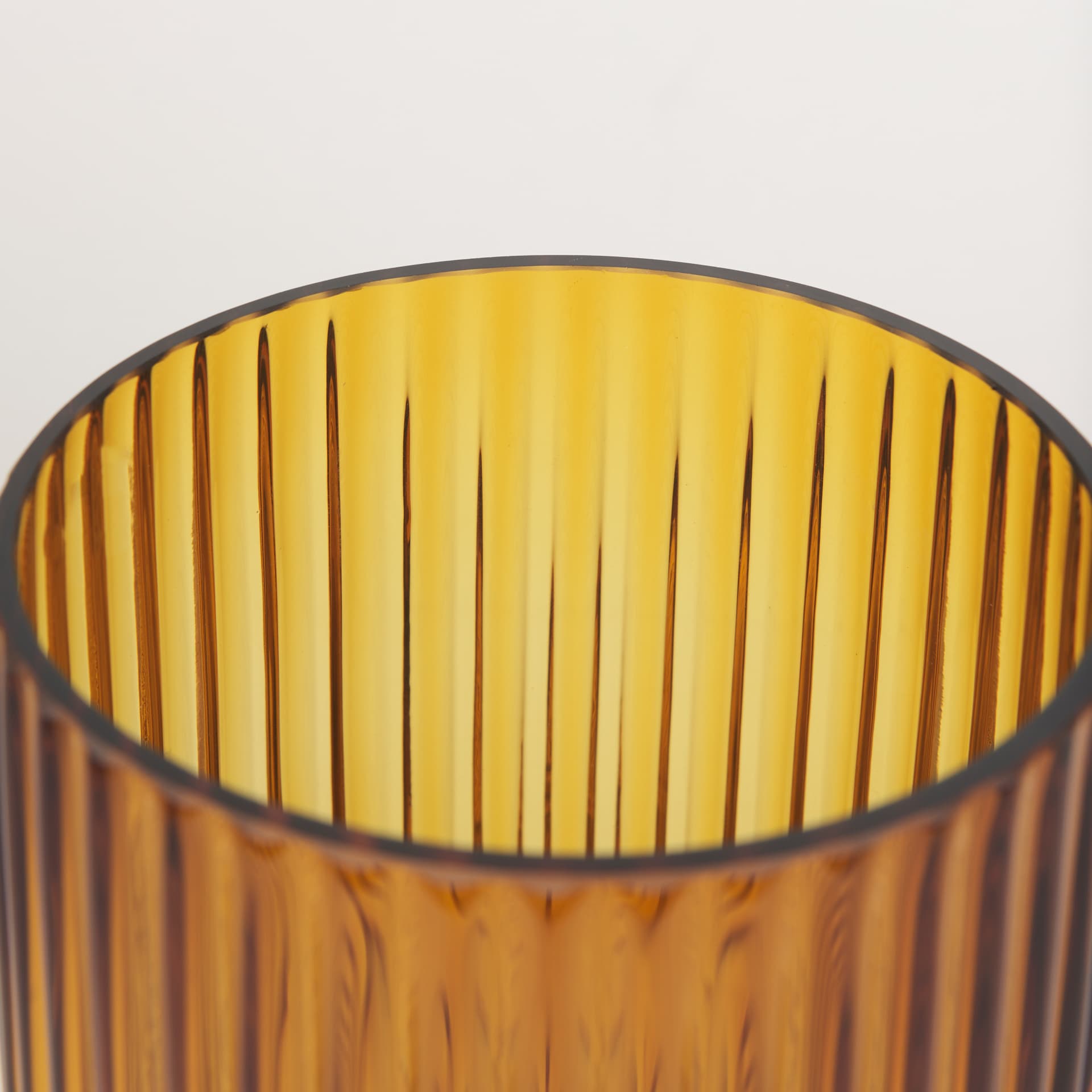 Dawn 8" Ribbed Amber Glass Vase — product photograph