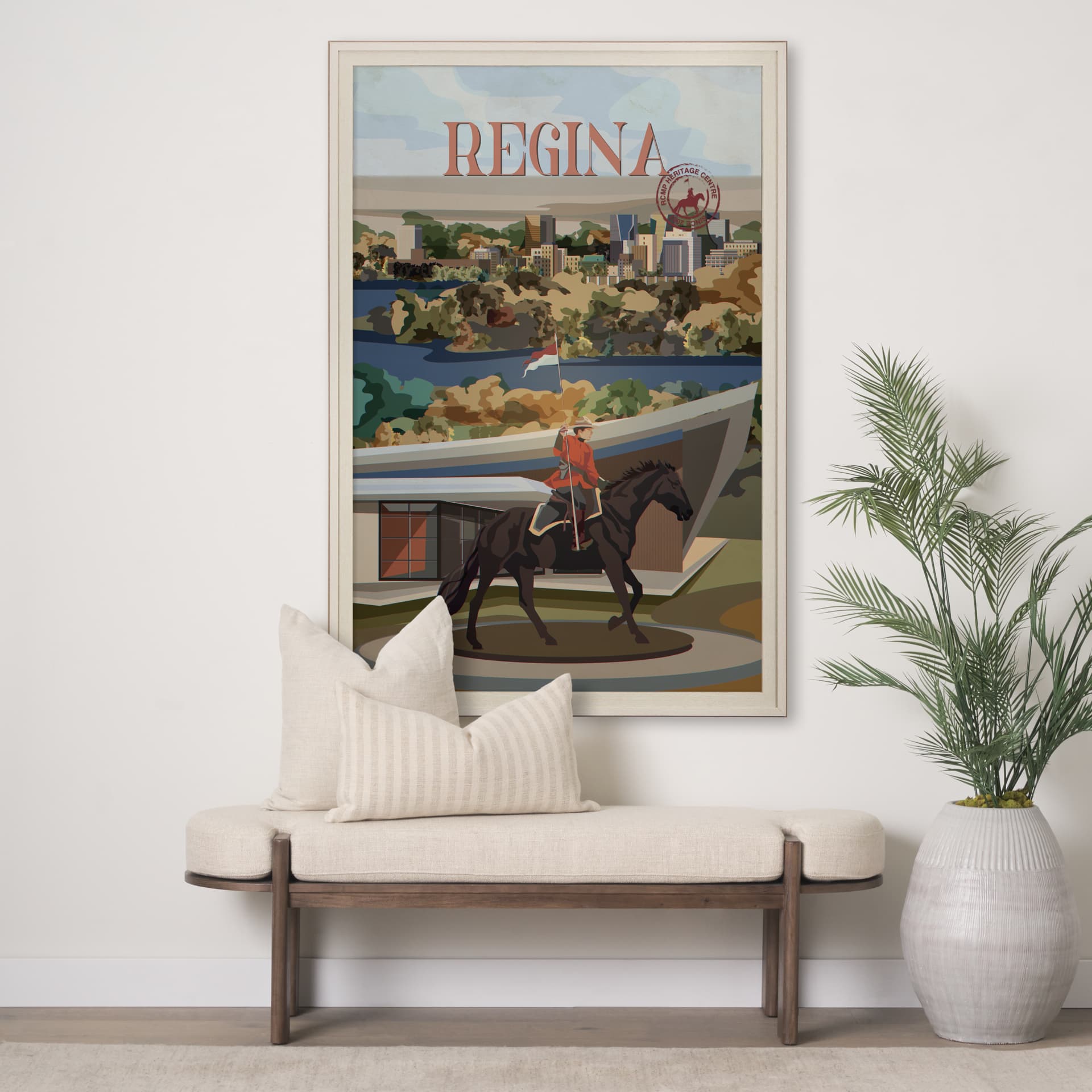 Regina Go Canada (XL) by Mercana Studio a Hand Embellished Decograph Framed Art Print under Glass — in a styled room
