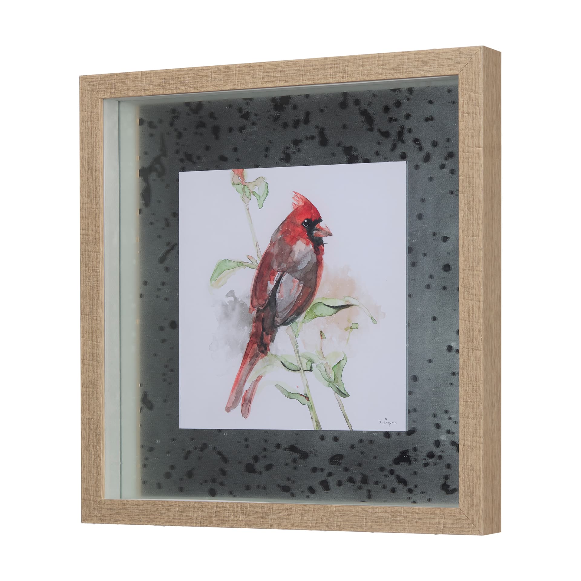 Cardinal IV by Mercana Studio a Hand Embellished Textured Framed Art Print Matted under Glass — product photograph