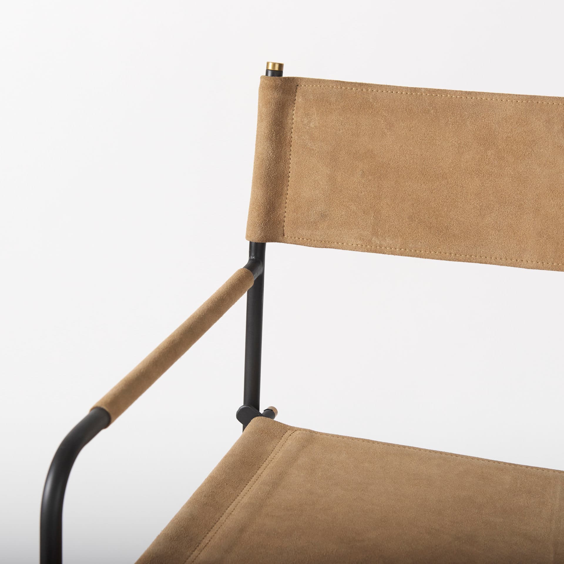 Direttore Backless 44.1in Seat Bar Stool | Brown Leather w/ Black Iron — product photograph