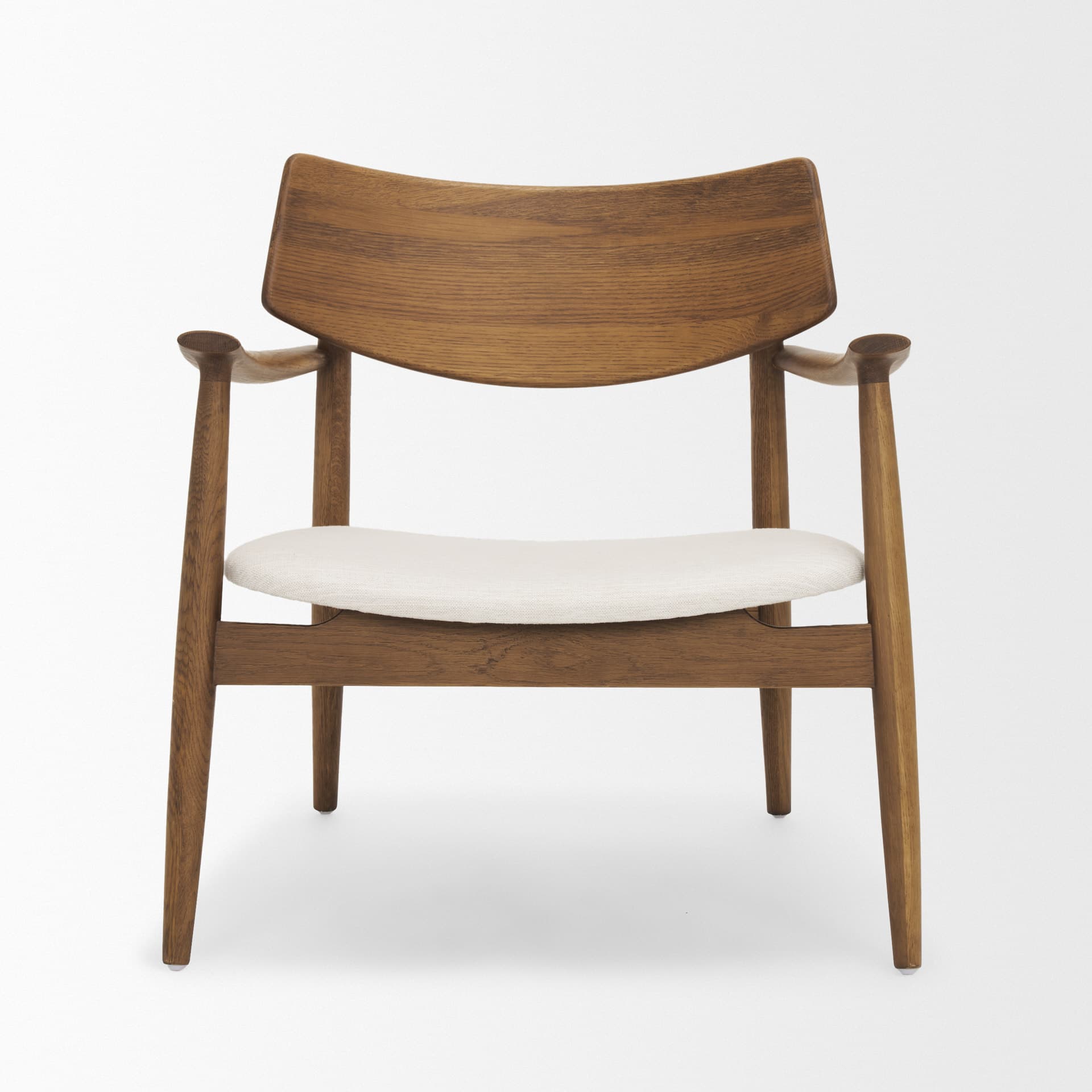 Haggen Medium Brown Oak Wood w/ Cream Fabric Accent Chair — product photograph