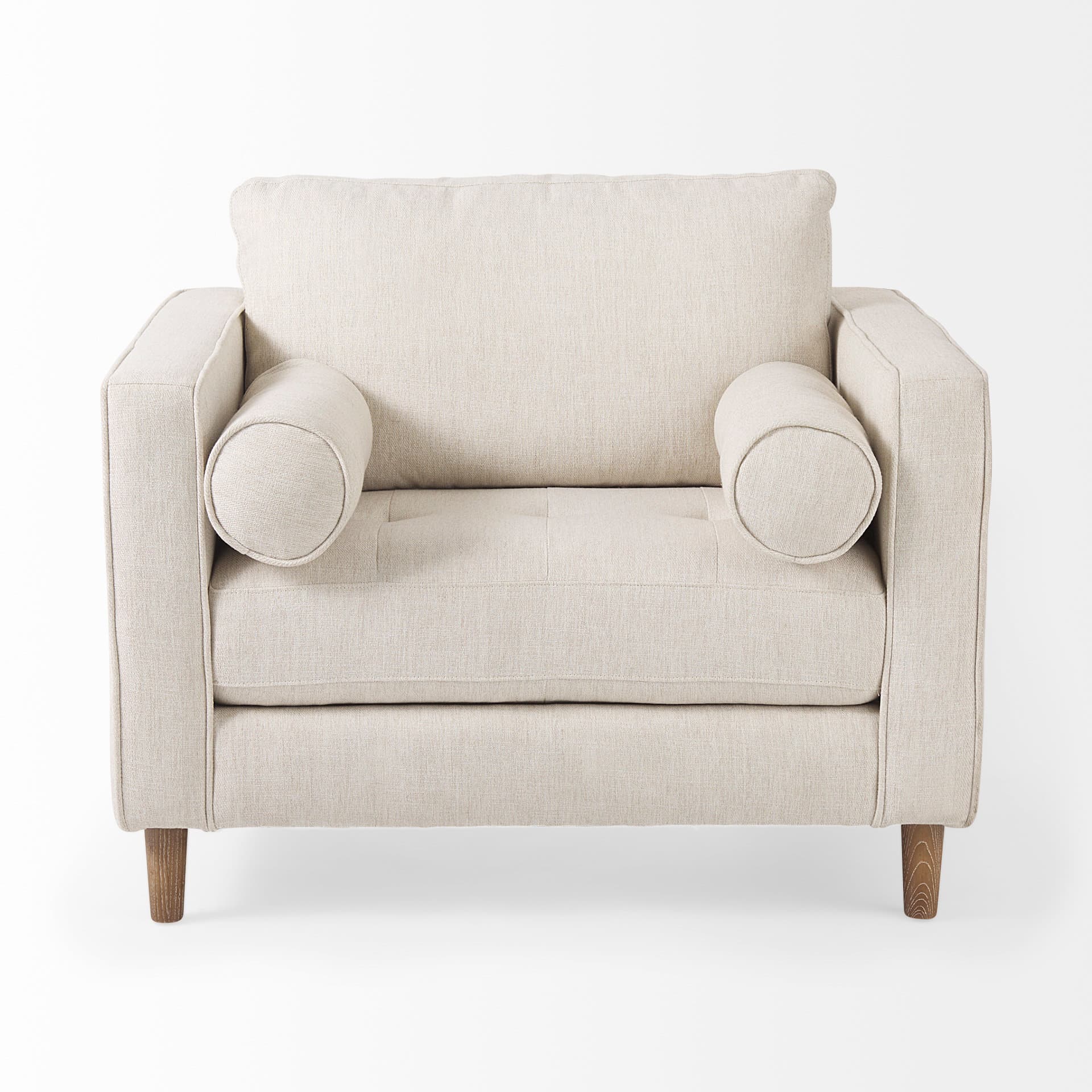 Loretta 40.7L x 36.2W x 33.9H Cream Fabric Chair W/ Two Bolster Cushions — product photograph