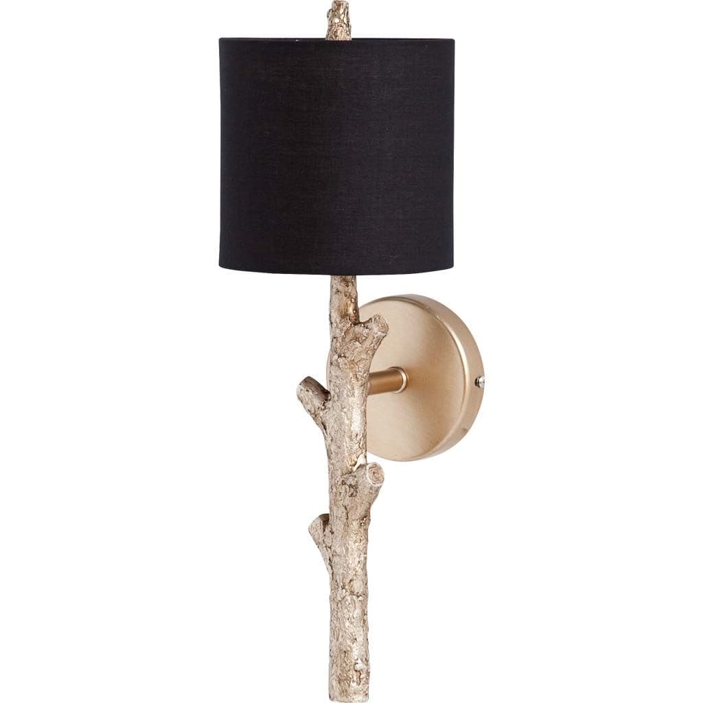 Sabinal II 7x18 Gold Resin Tree Branch Black Fabric Shade Wall Sconce — product photograph