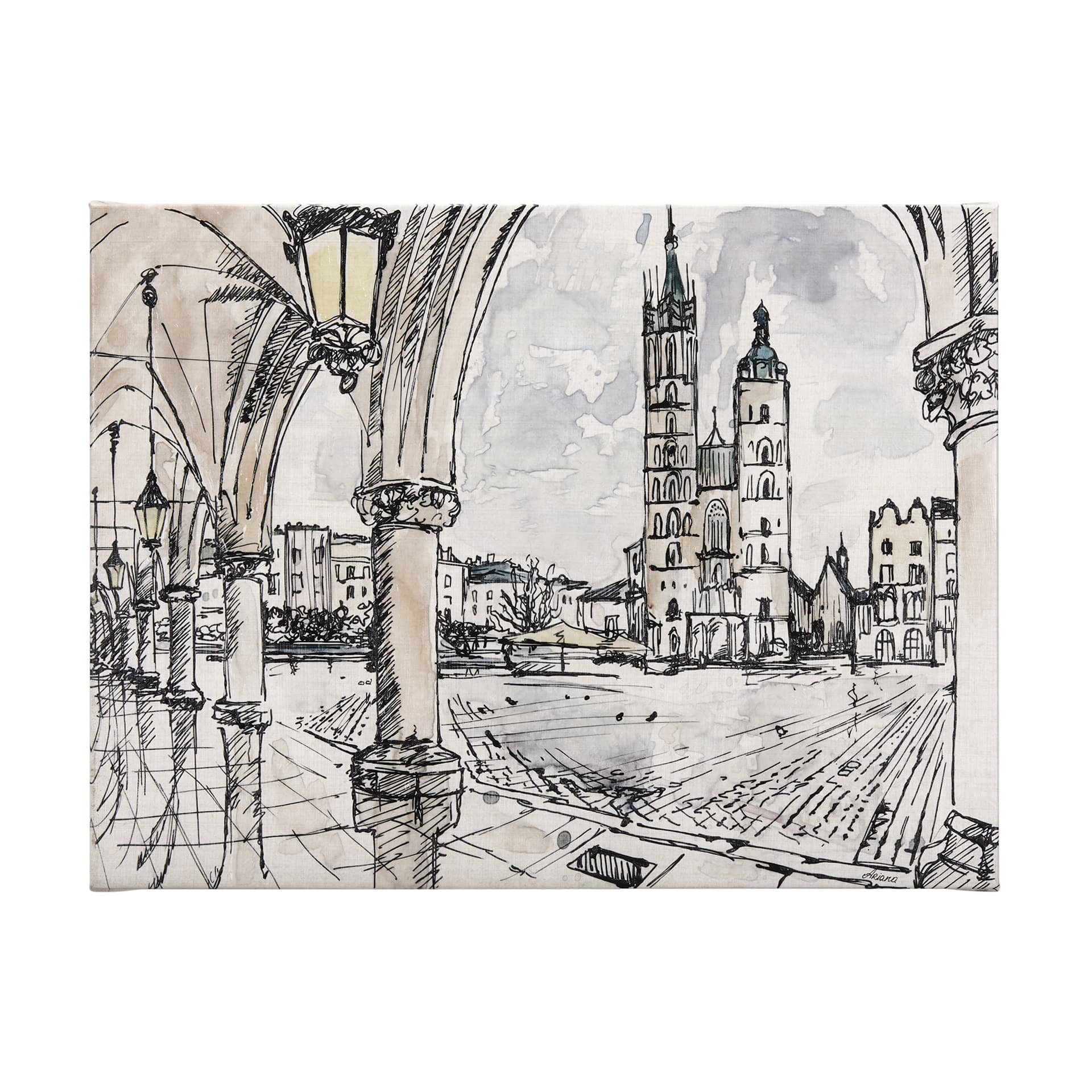 Travel memories IV by Mercana Studio a Hand Embellished Textured Canvas — product photograph
