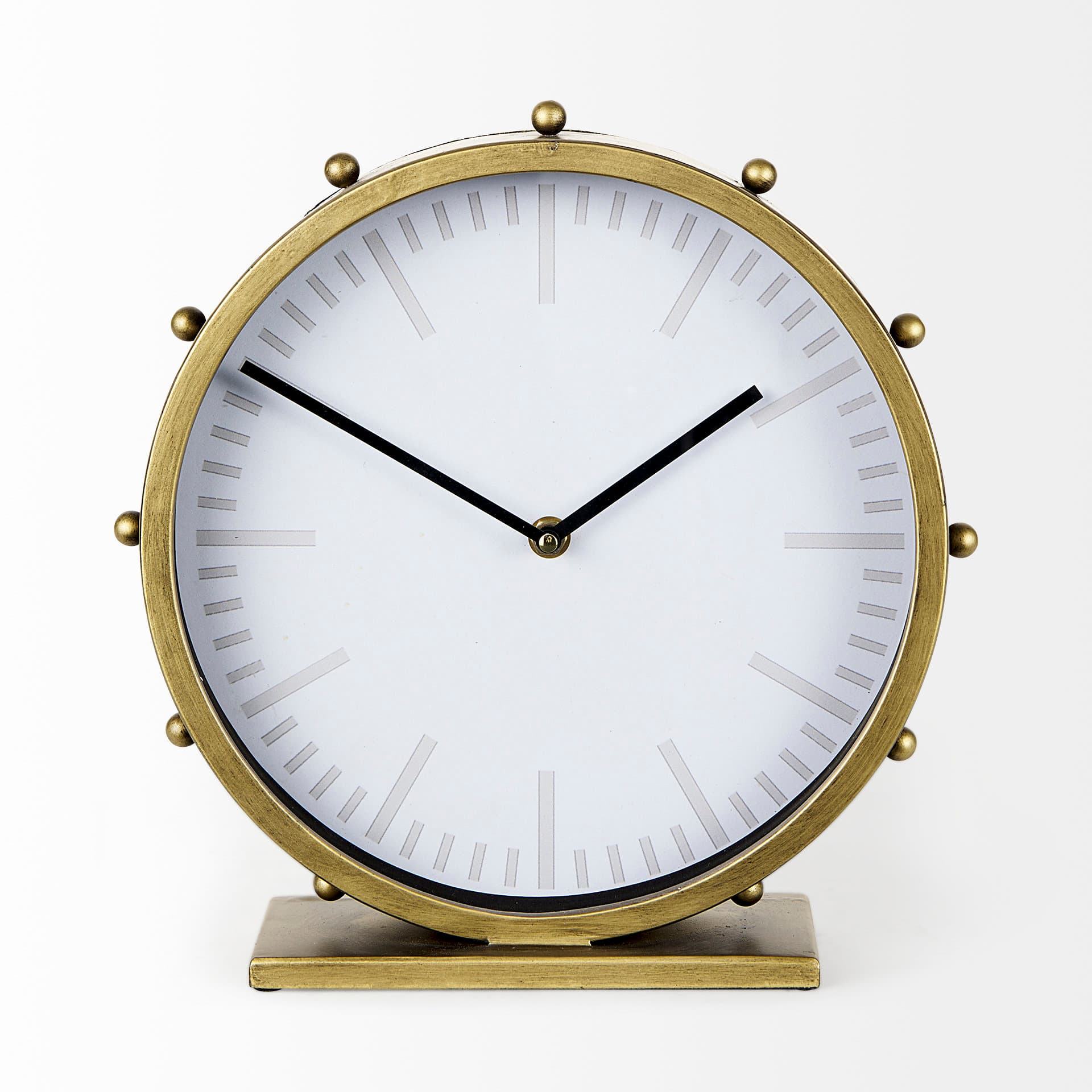 Marian 11.0L x 3.1W x 11.0H Gold Metal W/Studs Round Table Clock — product photograph