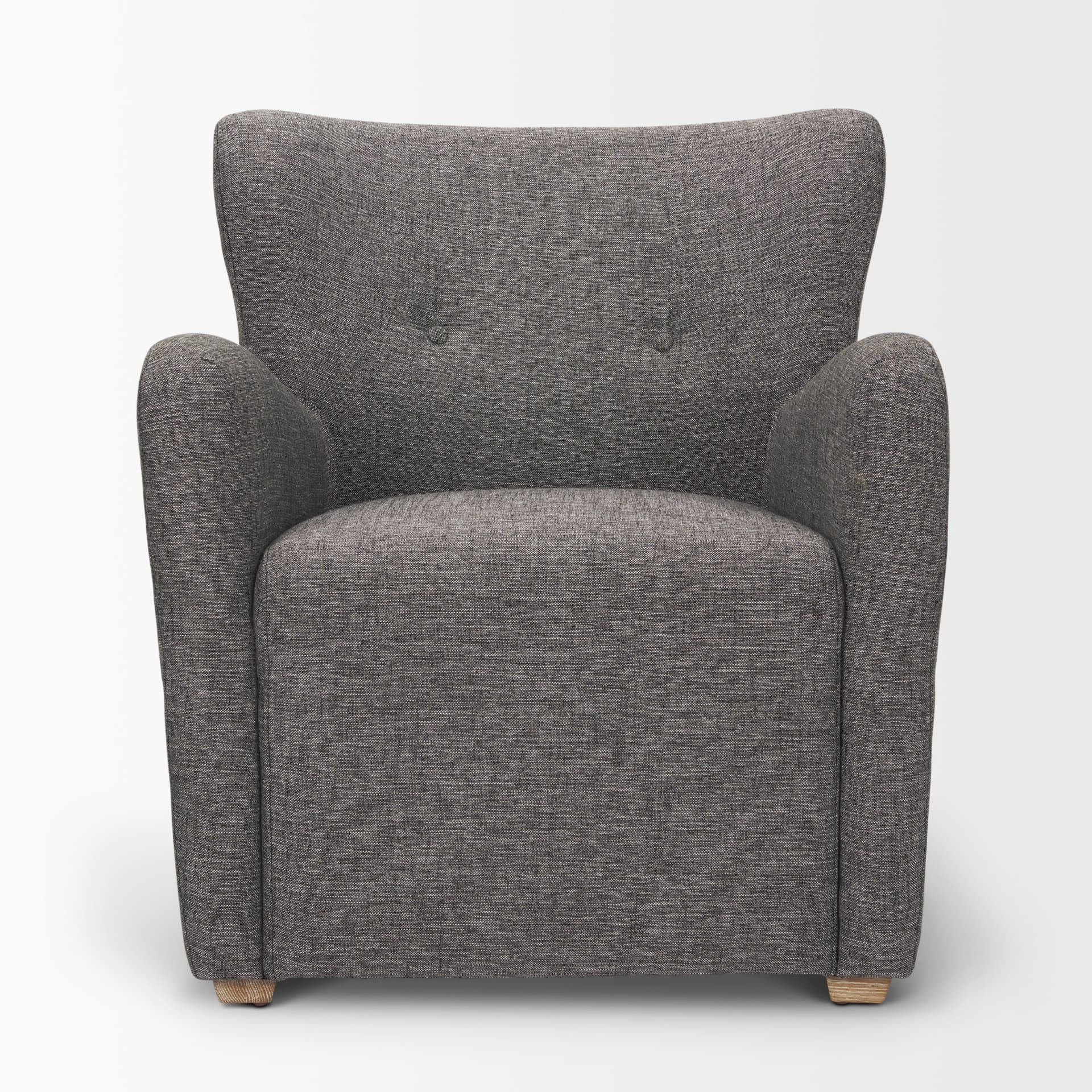 Dunstan Accent Chair Upholstered Gray Twill Fabric and Medium Brown Wood Feet — product photograph