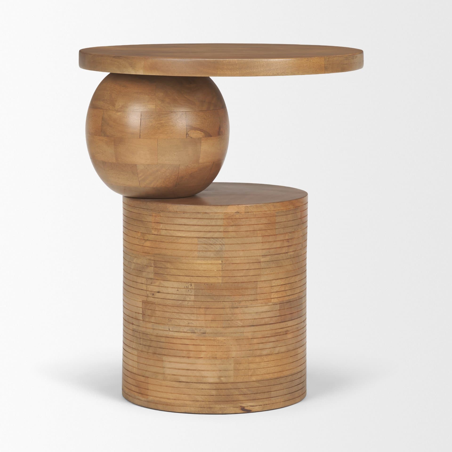 Stack Light Brown Wood Geometric Accent Table — product photograph