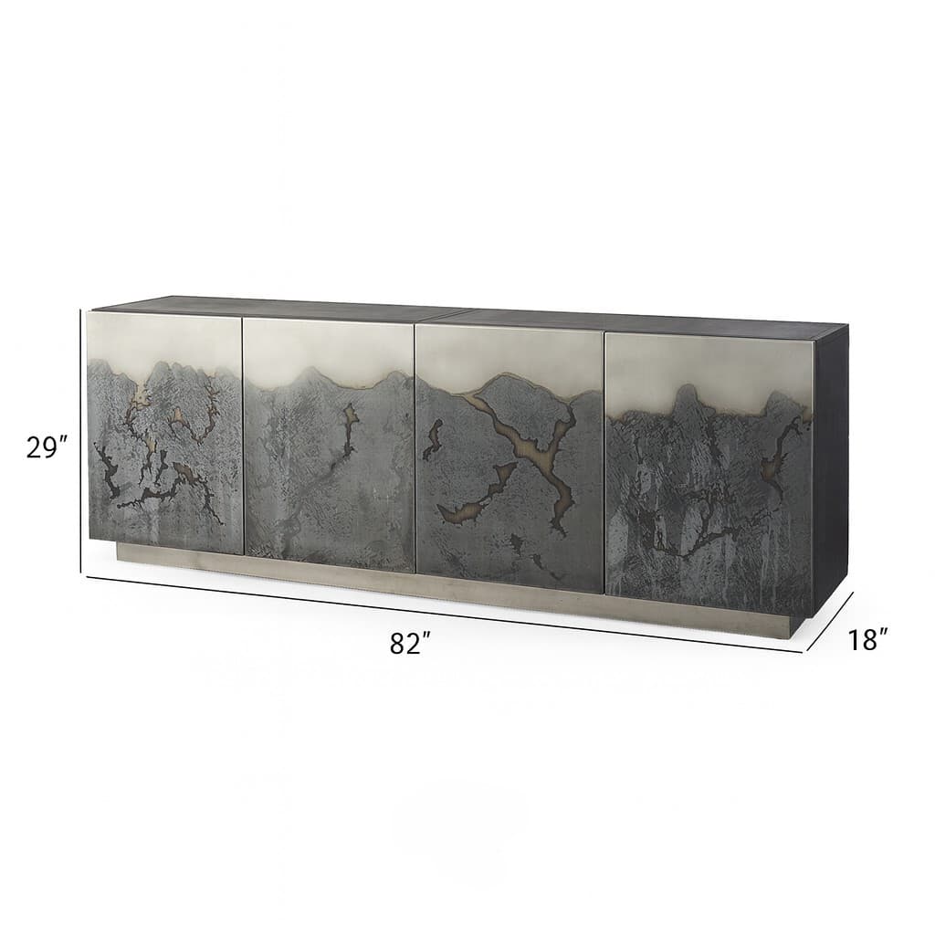 Roxdale 82.0L x 18.0W x 29.0H Acid Wash Metal Sideboard — product photograph
