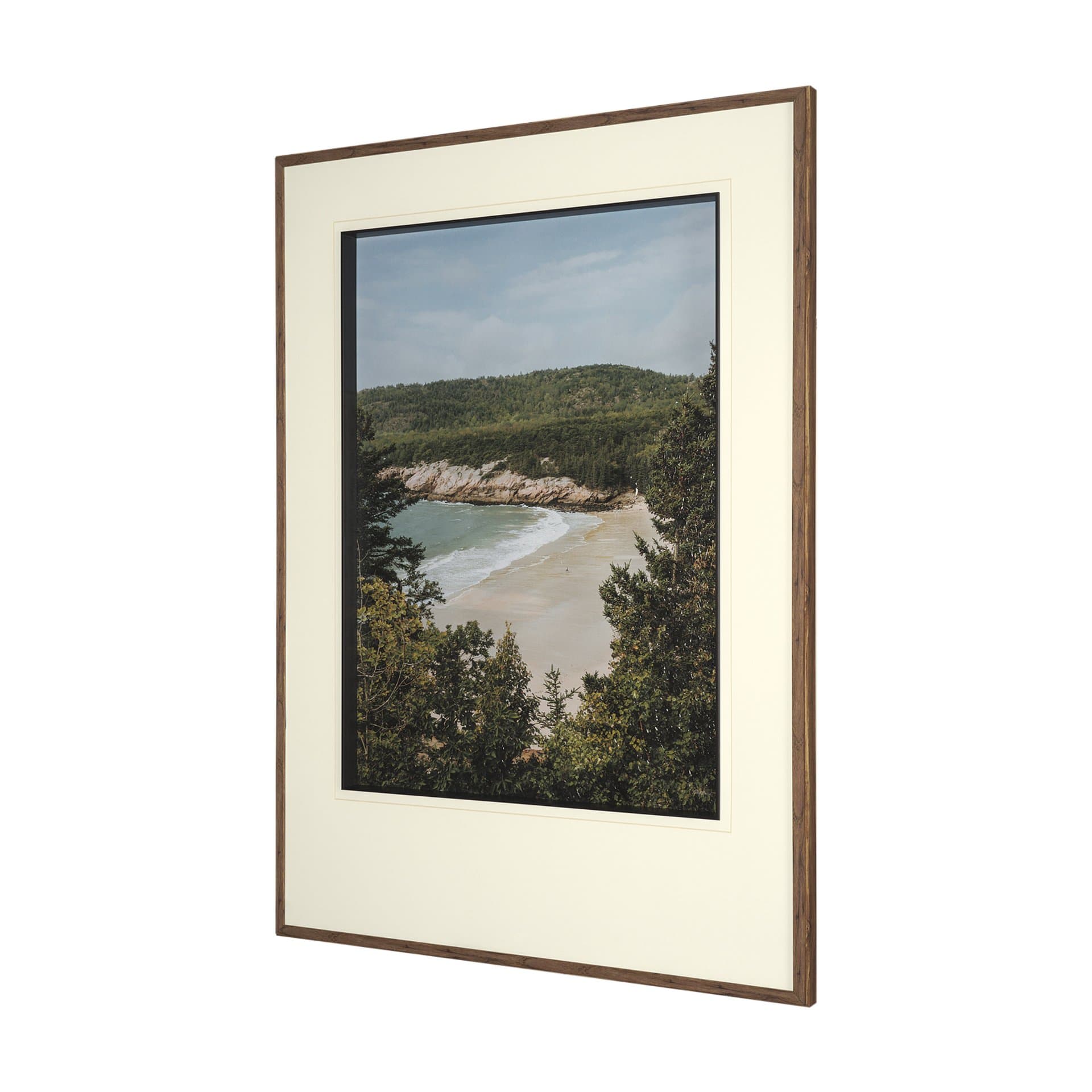 Maine Beach View by Kelly Frere Hand-Embellished FramedPhoto Print Matted under Glass — product photograph