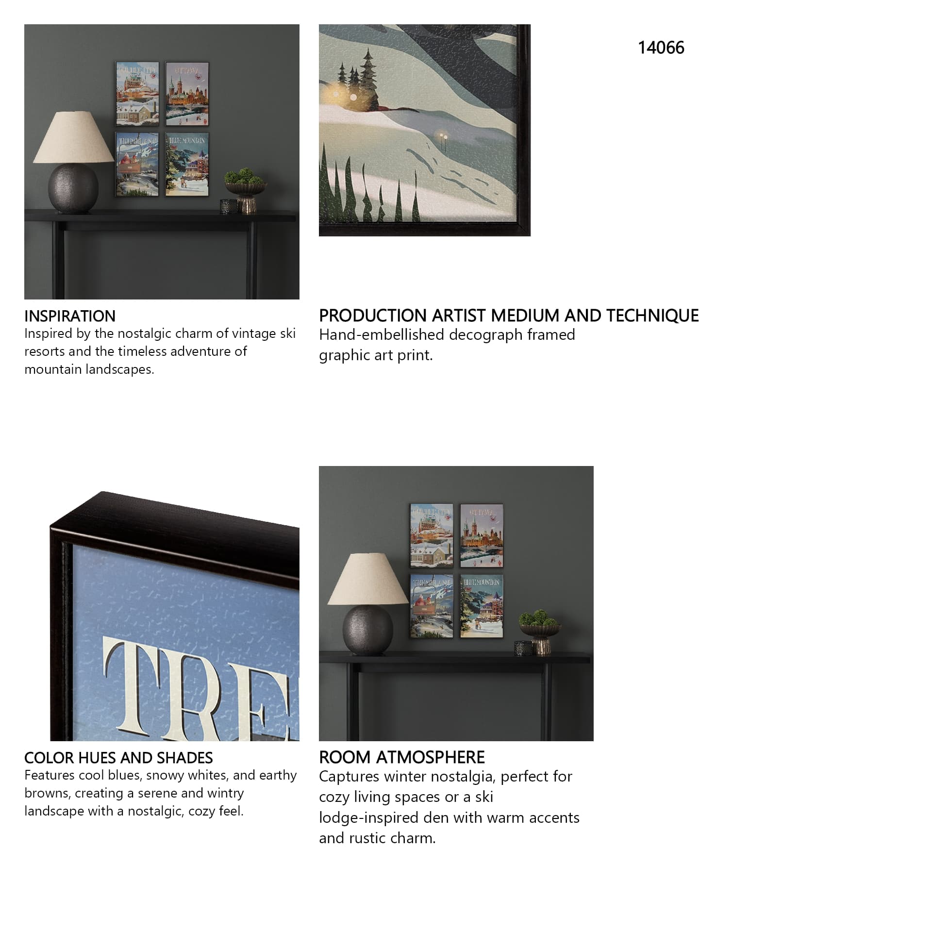 Tremblant Go Canada (SM) by Mercana Studio a Hand Embellished Decograph Framed Art Print — in a styled room