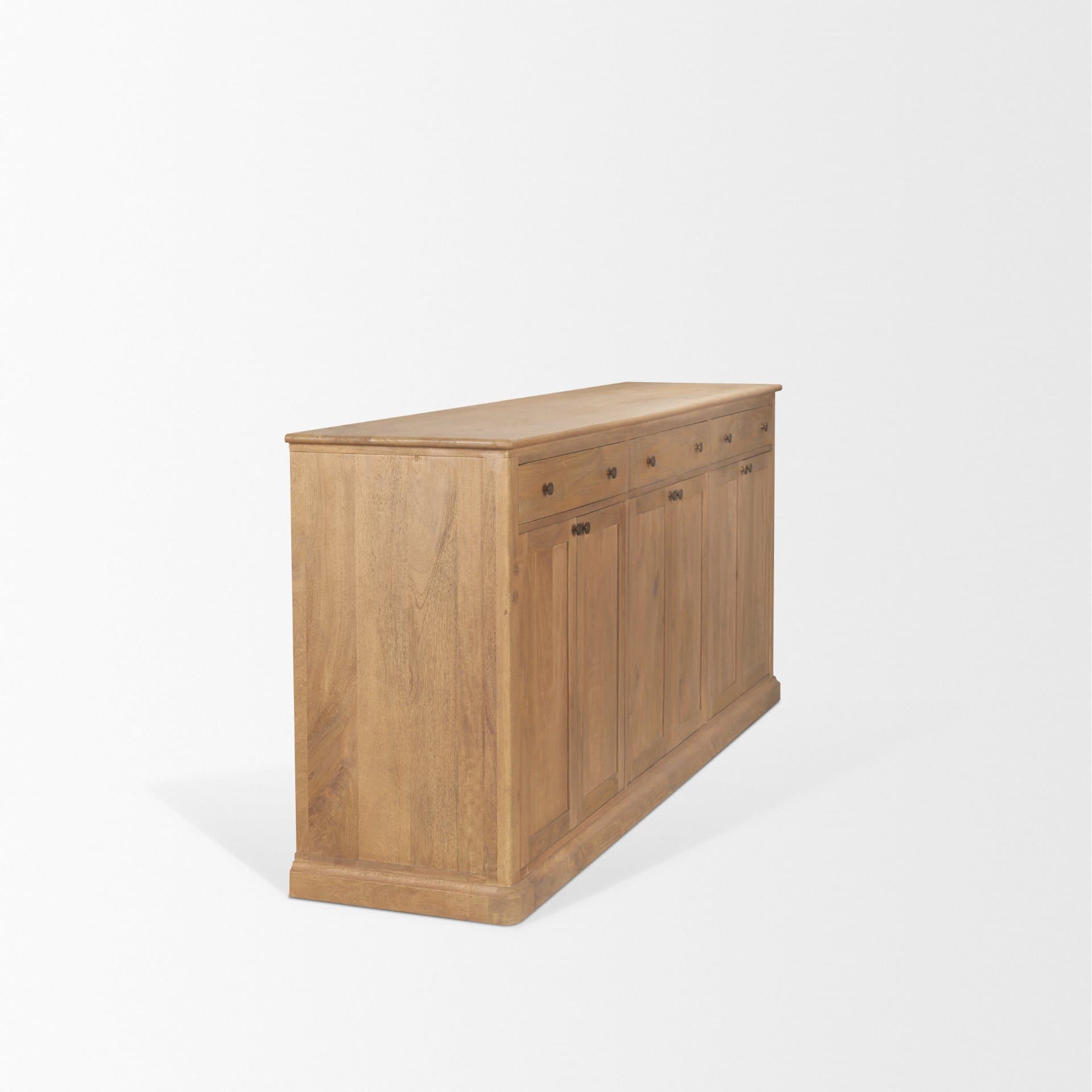 Baron Light Brown Solid Wood w/ Antiqued Brass Knobs 3-Drawer 6-Door Sideboard — product photograph
