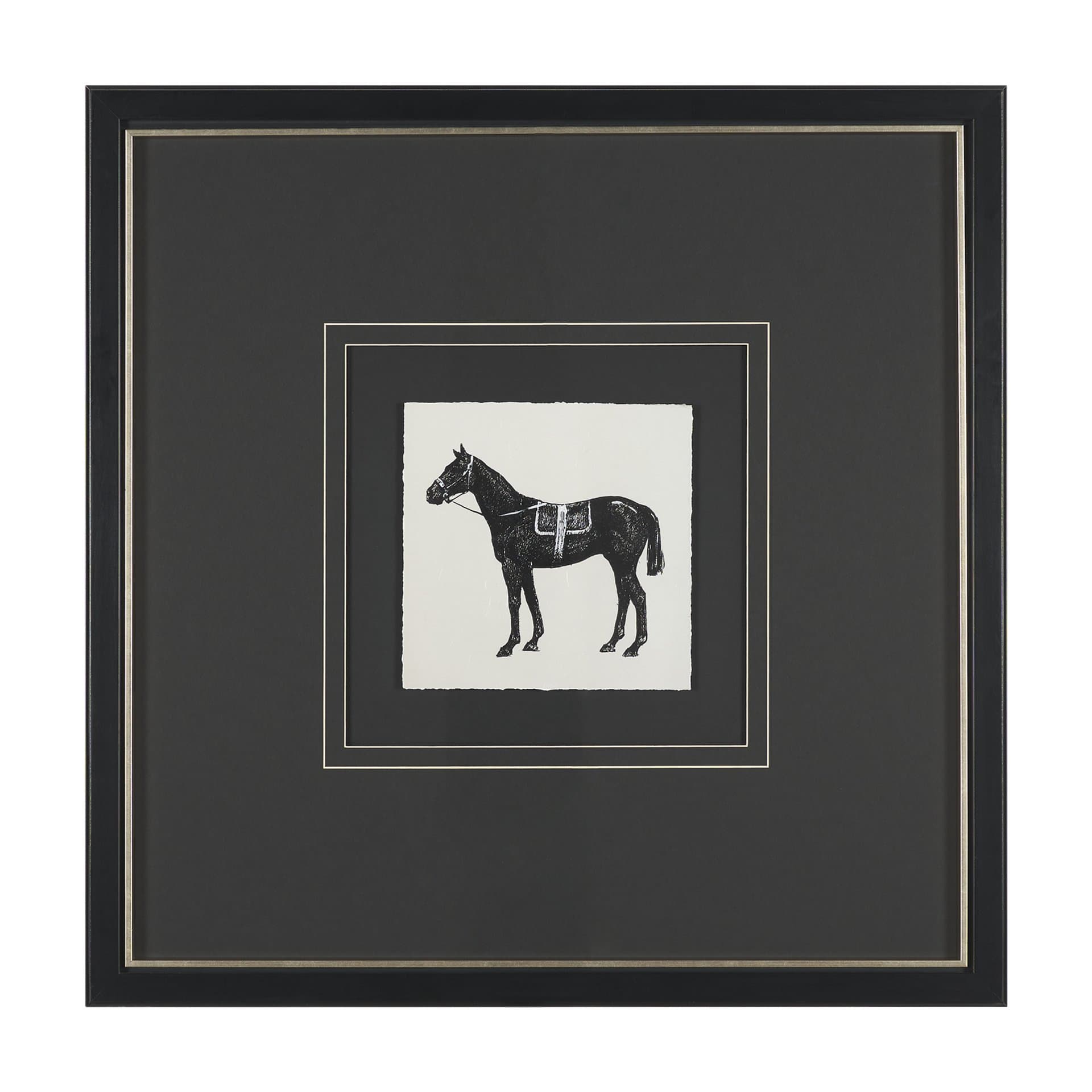 Equestrian Etching I by Mercana Studio Hand-Embellished Textured Framed Artwork Matted under Glass — product photograph