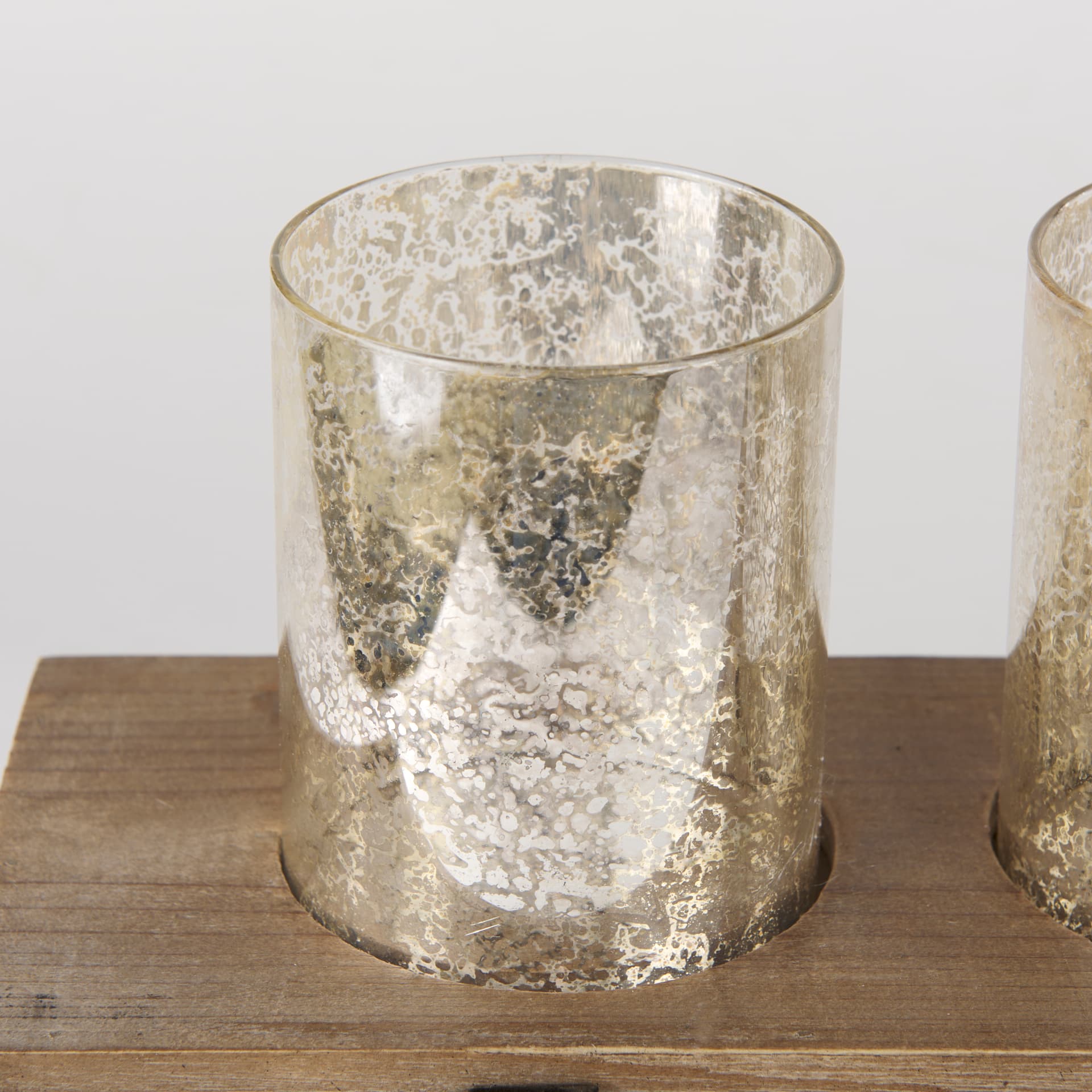 Benk Wood and Black Metal Five Cup Candle Holder — product photograph