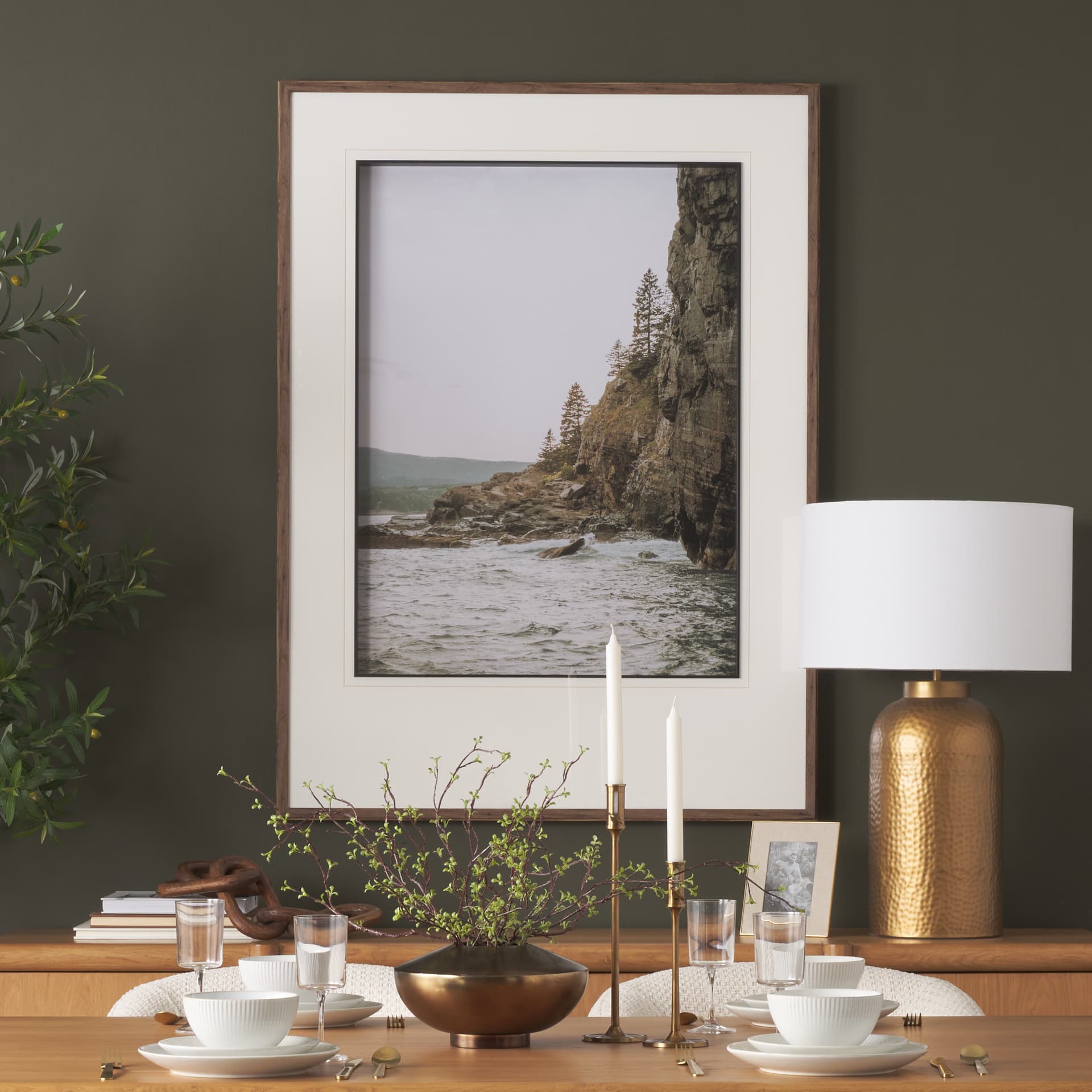 Maine Coastline by Kelly Frere Hand-Embellished FramedPhoto Print Matted under Glass — product photograph