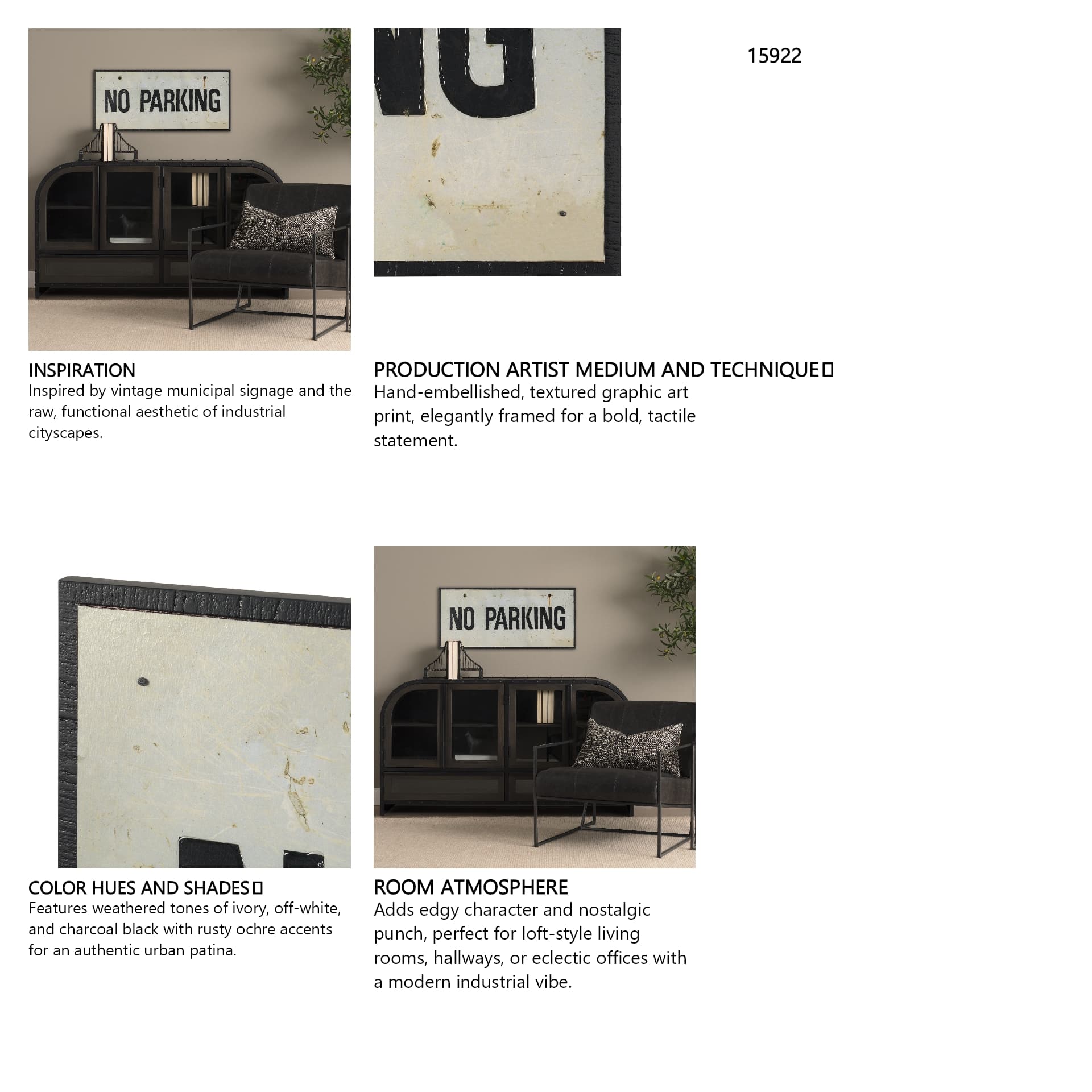 No Parking LG by Mercana Studio Hand Embelished Textured Framed Artwork Matted — product photograph