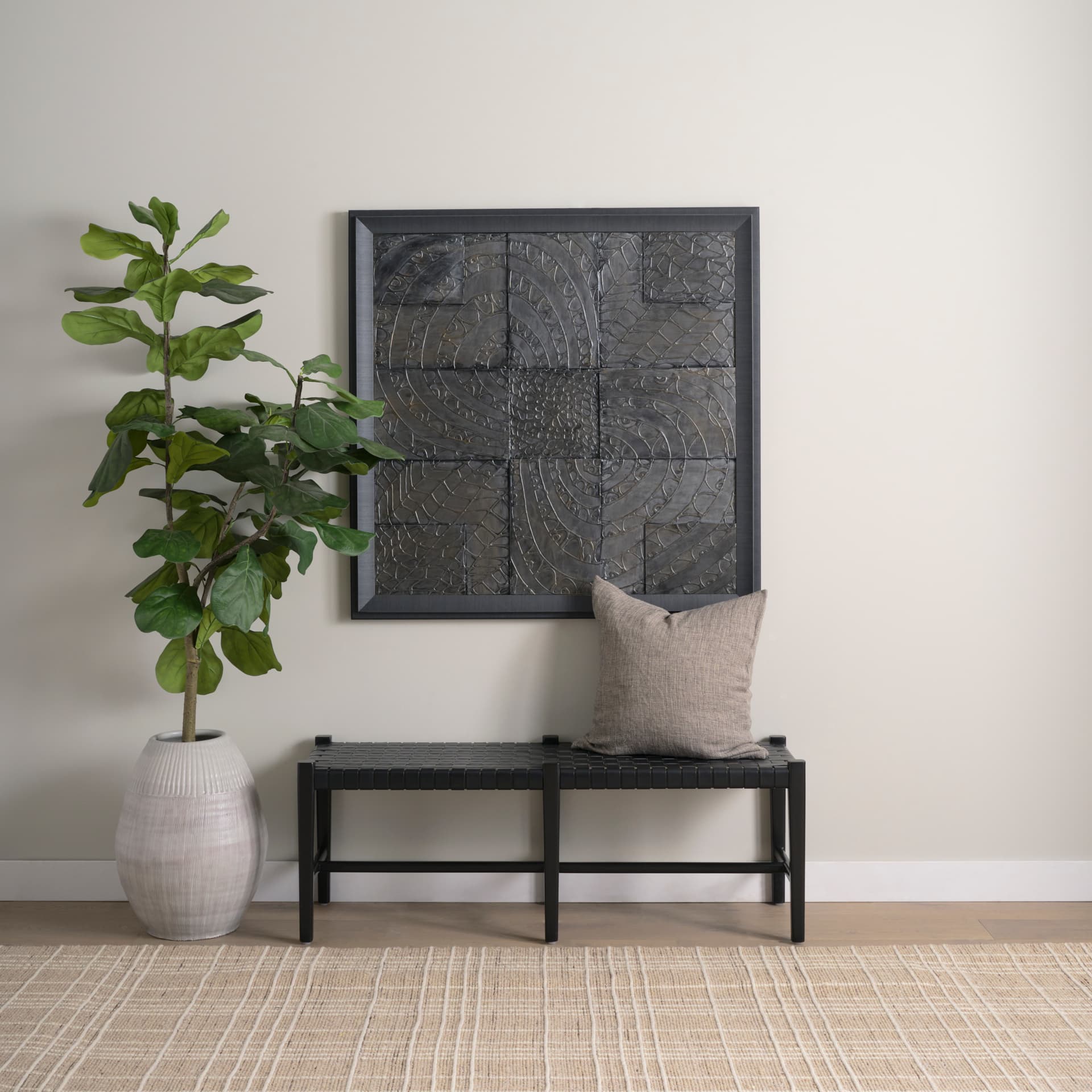 Layered Alloy I by Studio M a handmade Original 3D Textured Framed Artwork — in a styled room