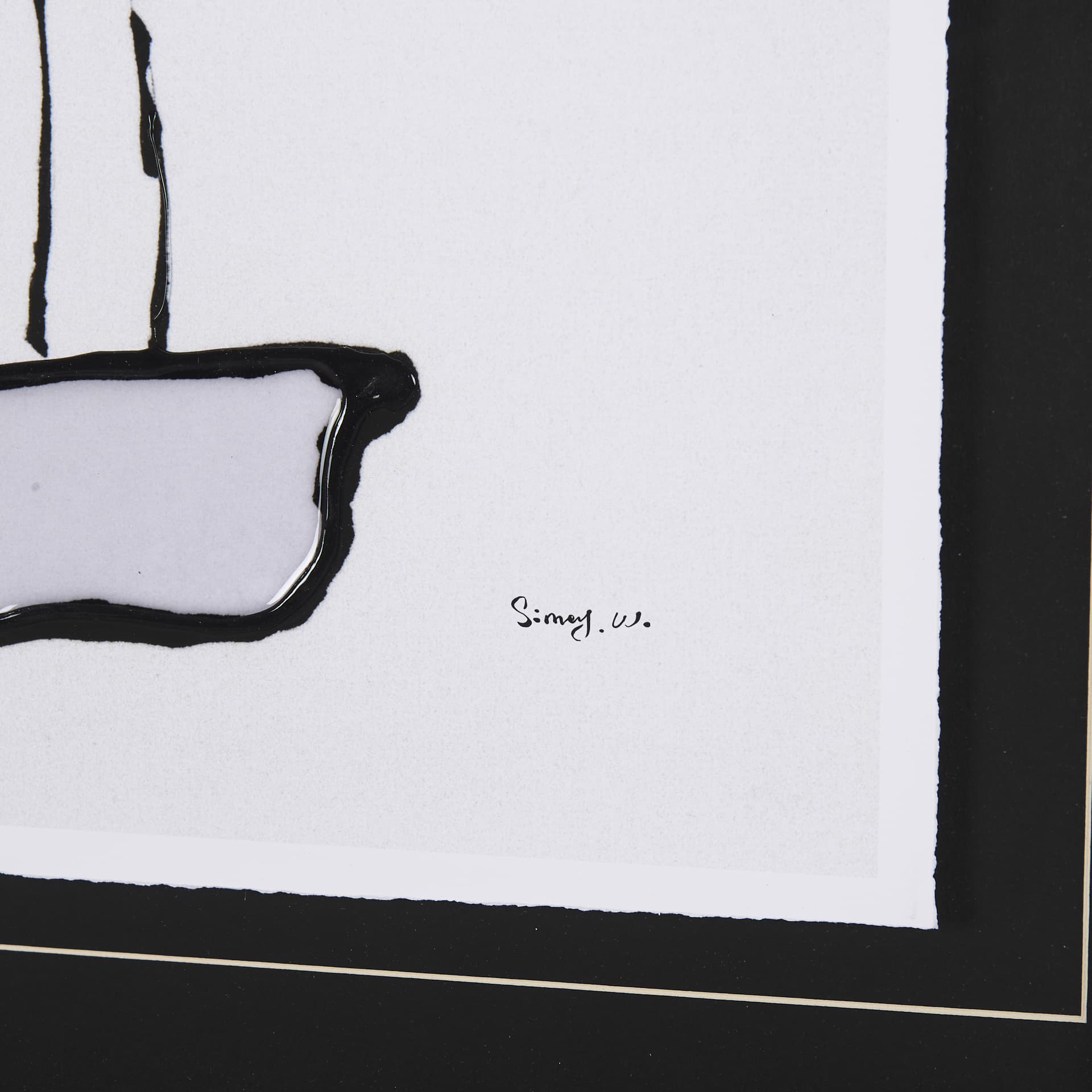 Organic Line Drawing I by Mercana Studio Hand Embellished Framed Art Print Matted under Glass — product photograph