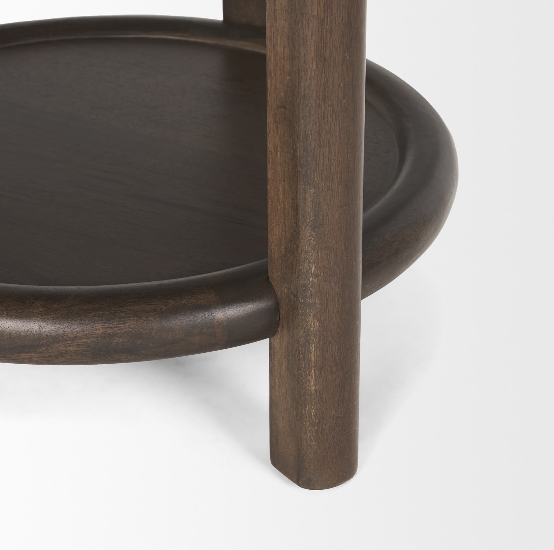 Romi Dark Brown Wood w/ Bottom Shelf Round Accent Table — product photograph