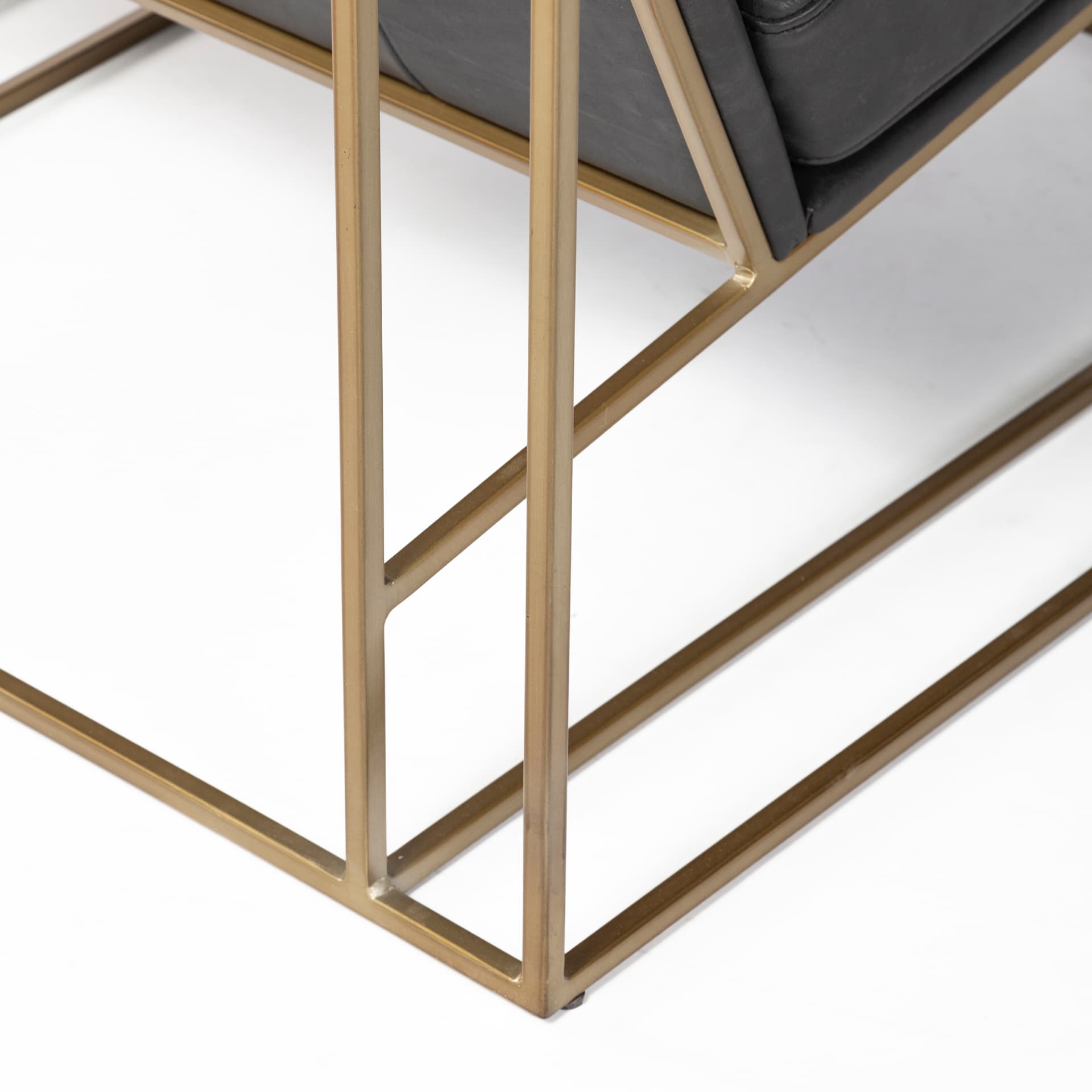 Watson Black Leather Wrap Gold Metal Frame Accent Chair — product photograph