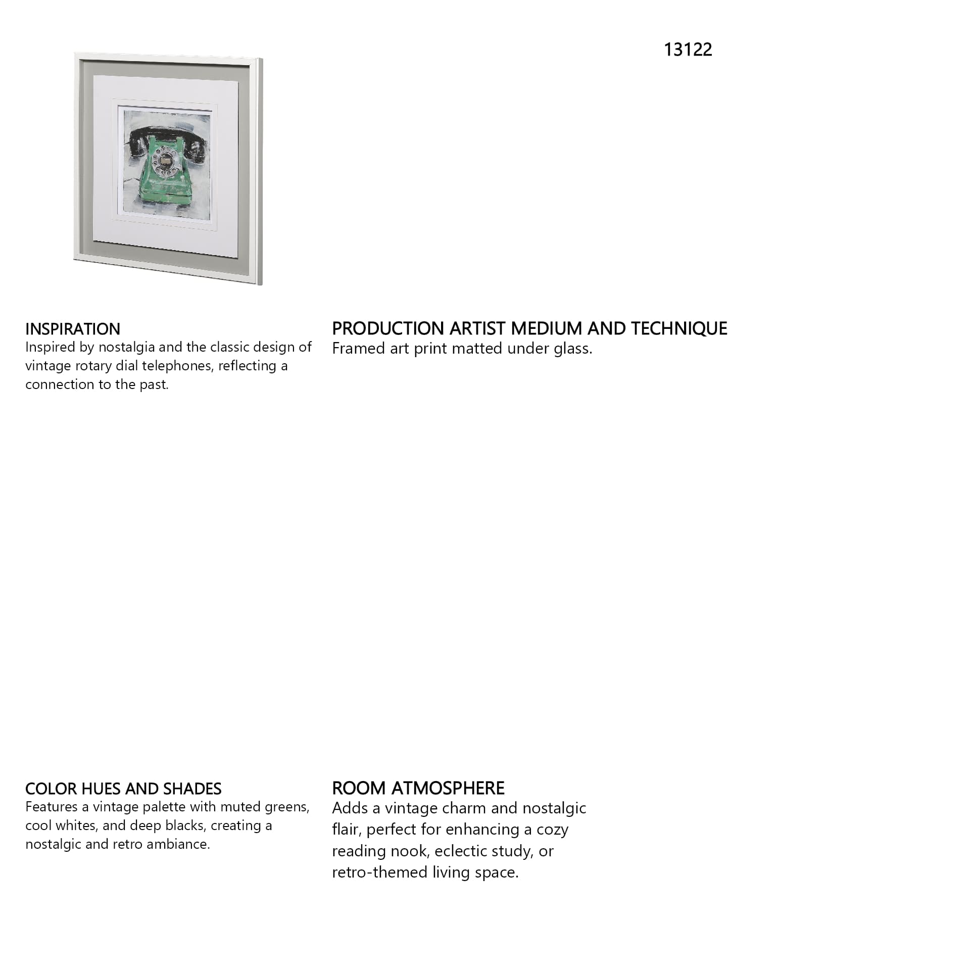 Retro Phone III by Ethan Harper a Framed Art Print Matted under Glass — in a styled room