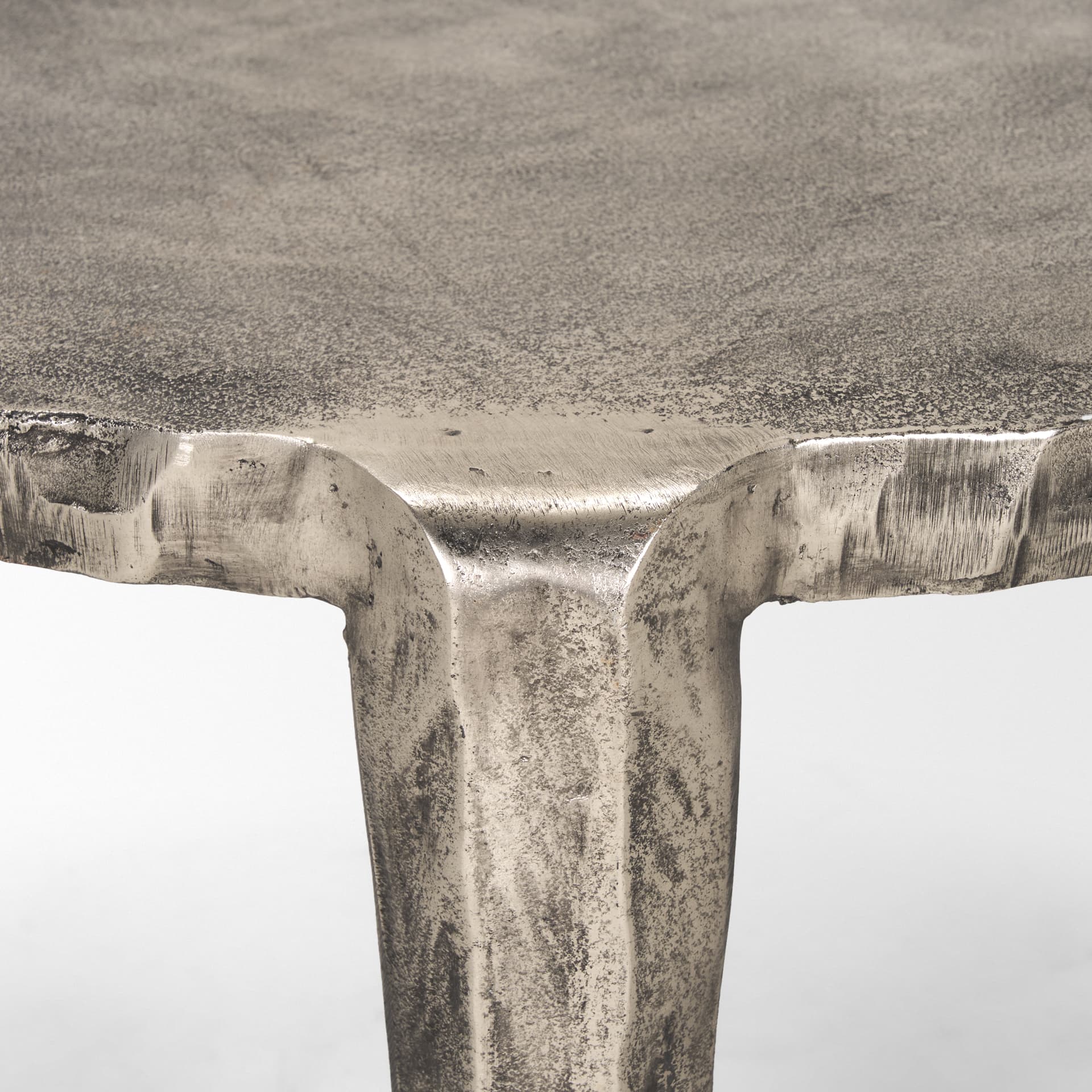 Randy Silver Nickel Cast Aluminum Metal Coffee Table — product photograph