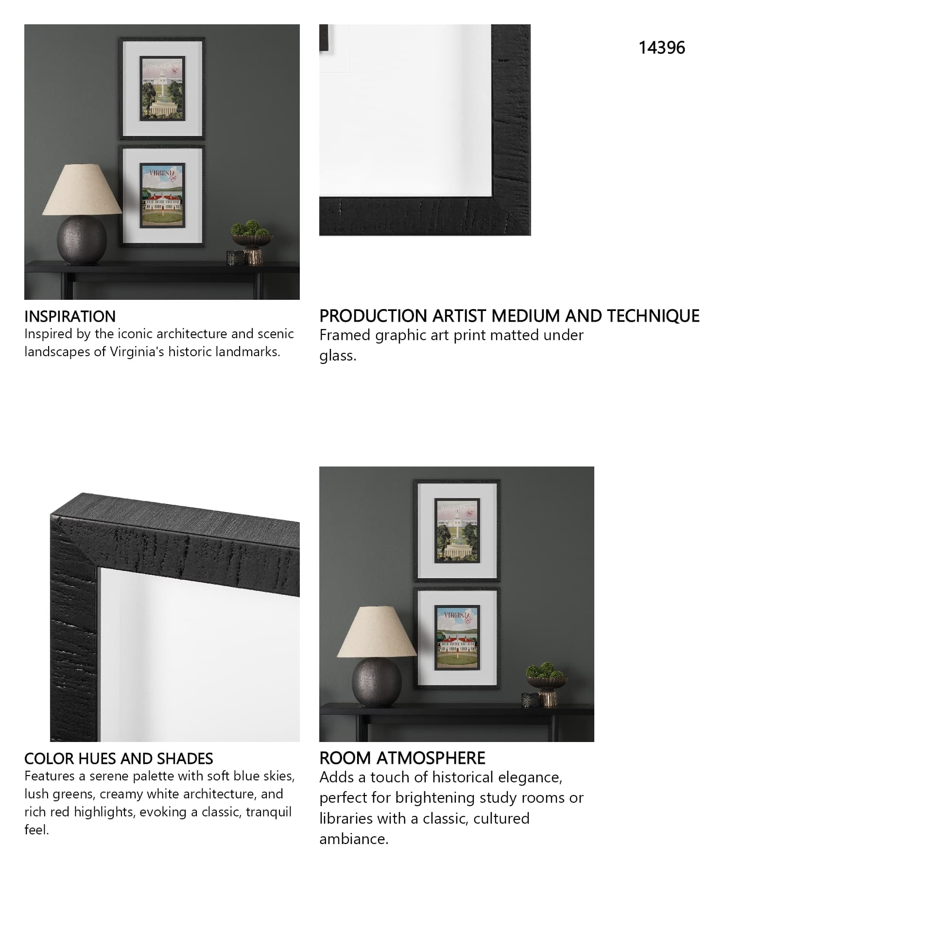 Virginia Go USA (M) by Mercana Studio a Framed Art Print Matted under Glass — in a styled room