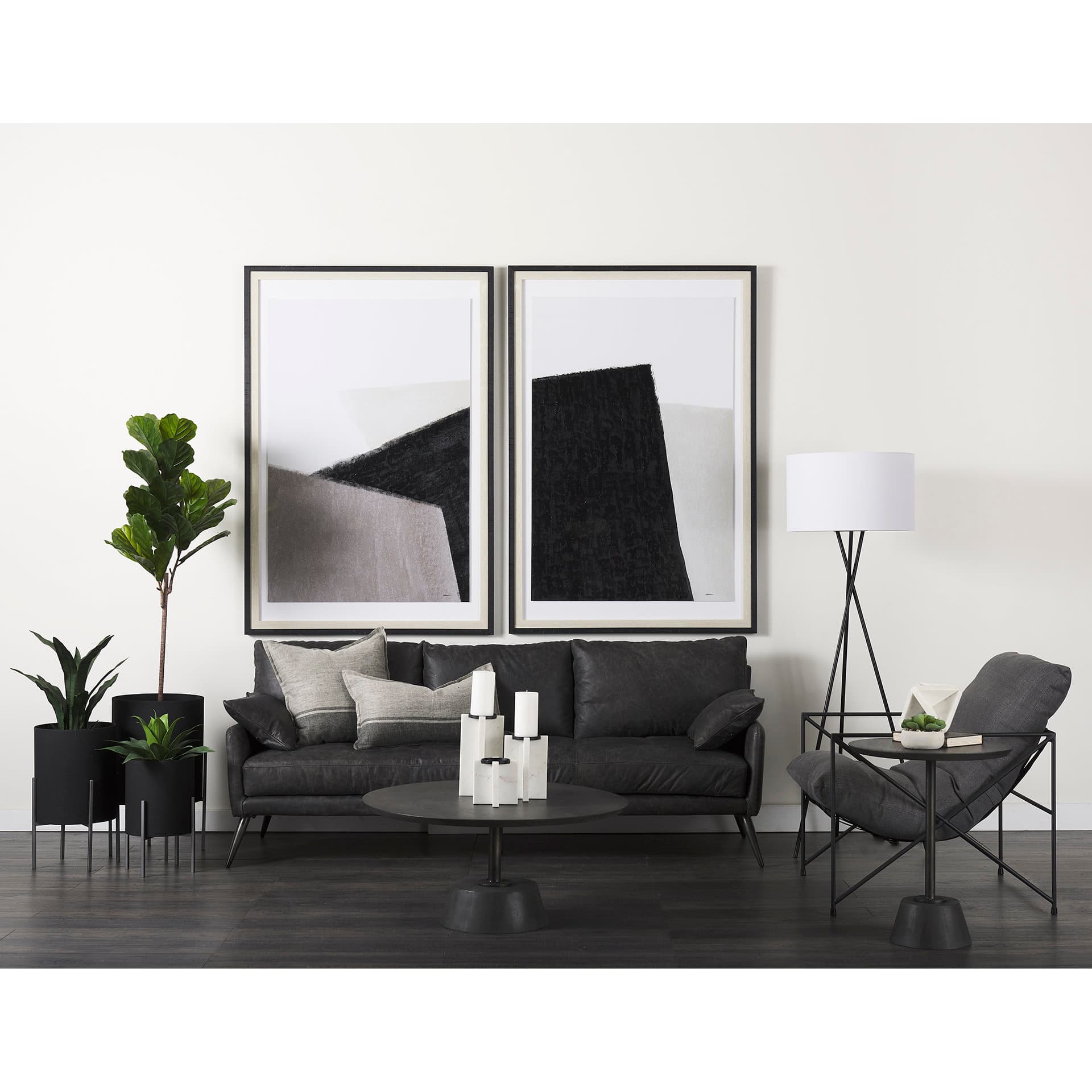Sophia 5.5 L x 5.5 W x 8.5 H White Marble Decor Stand — in a styled room