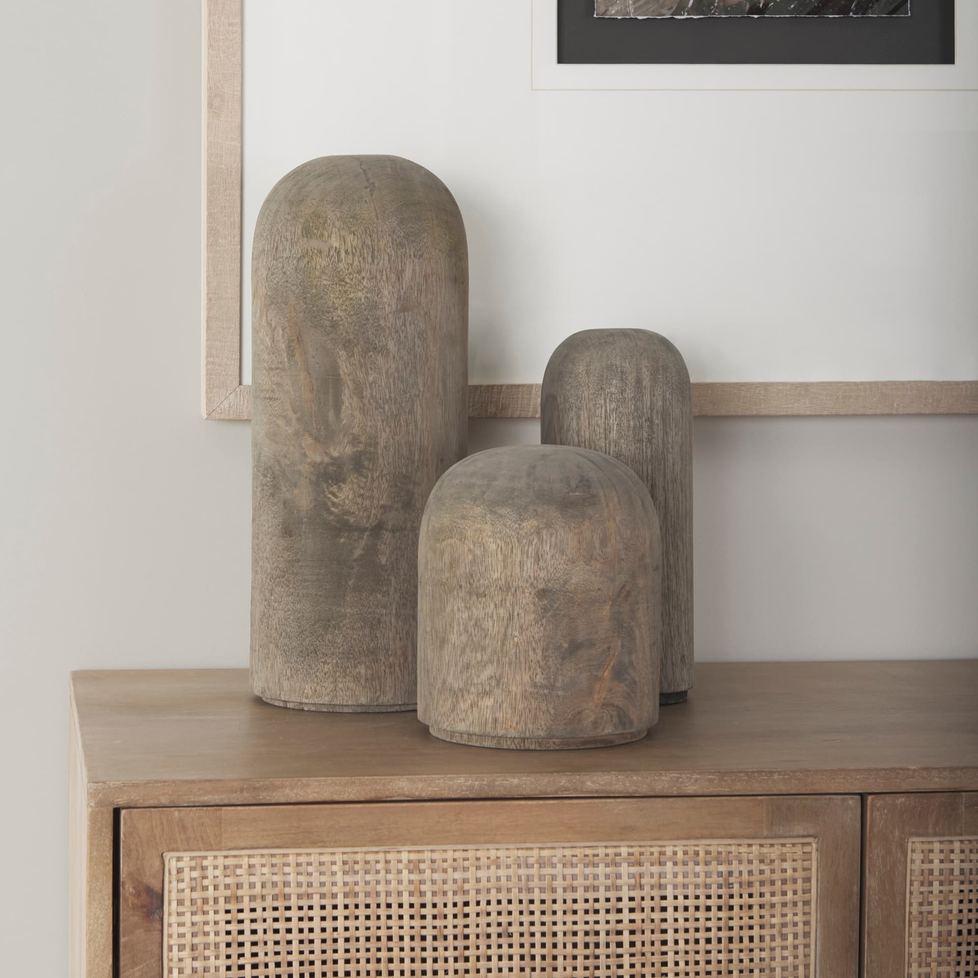 Knox Medium Gray-Wash Wood Decorative Object — in a styled room